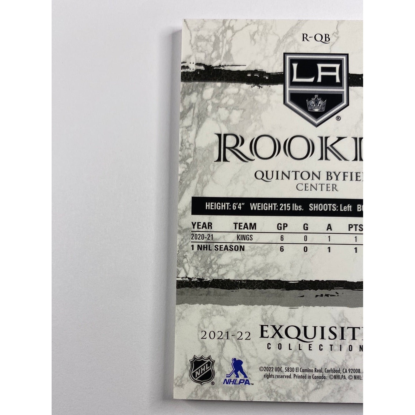 2021-22 Exquisite Collection Quinton Byfield Exquisite Collection Rookies /299 | Local Legends Cards & Collectibles