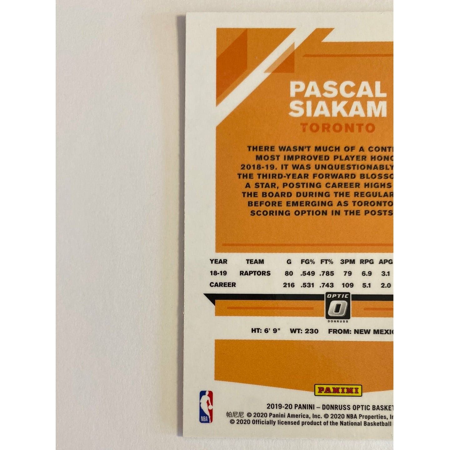 2019-20 Donruss Optic Pascal Siakam Blue Velocity Prizm