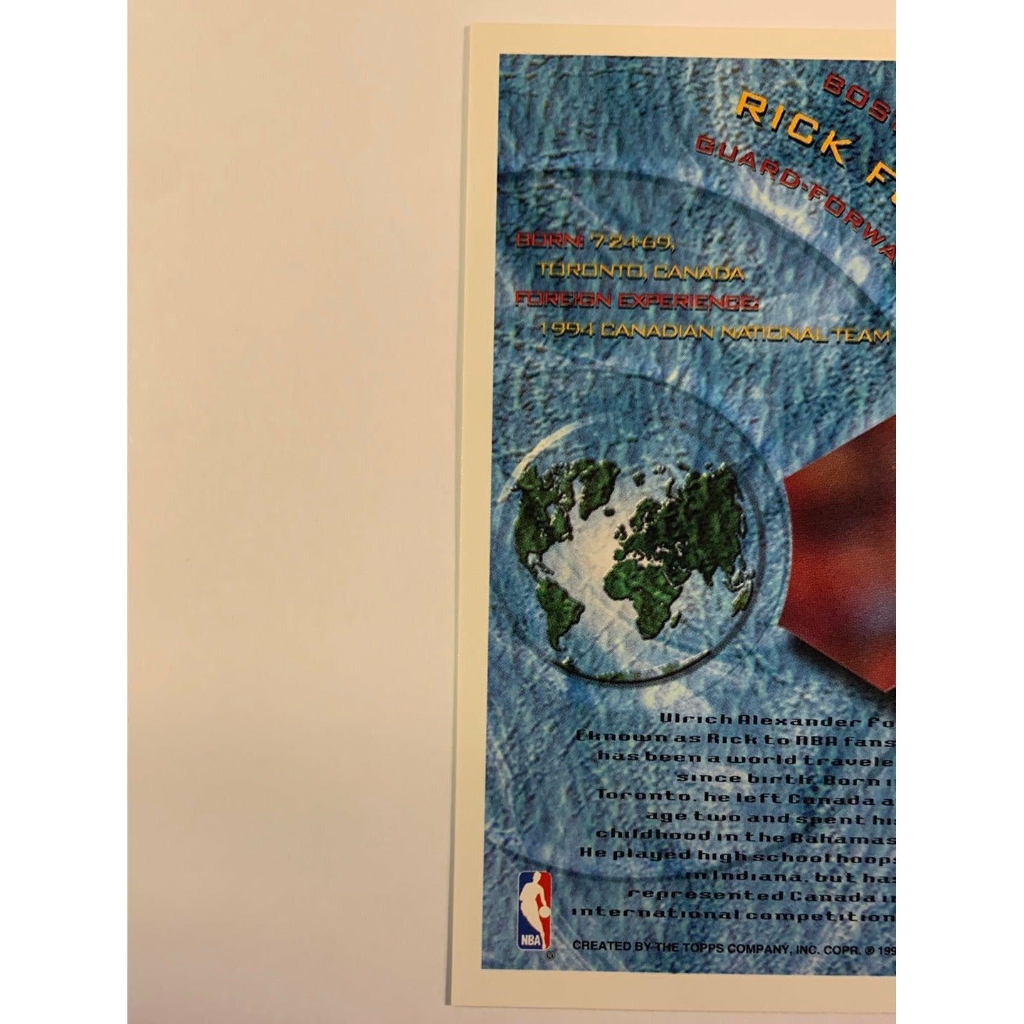 1995-96 Topps Rick Fox Foriegn Legion Gold Foil - Because He’s from Canada 🤣😂🤣 | Local Legends Cards & Collectibles