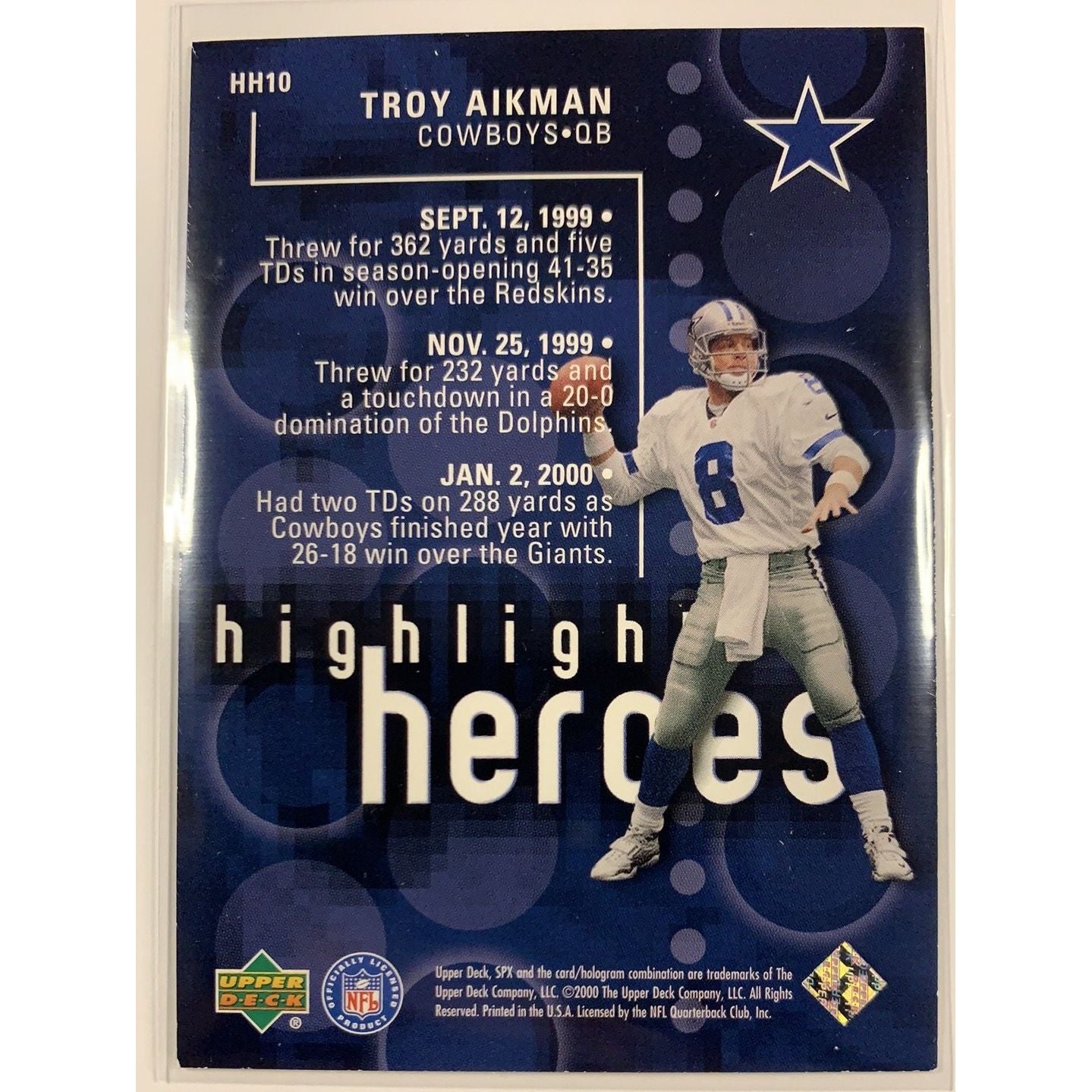 2000 SPx Troy Aikman Highlight Heroes Local Legends Cards & Collectibles