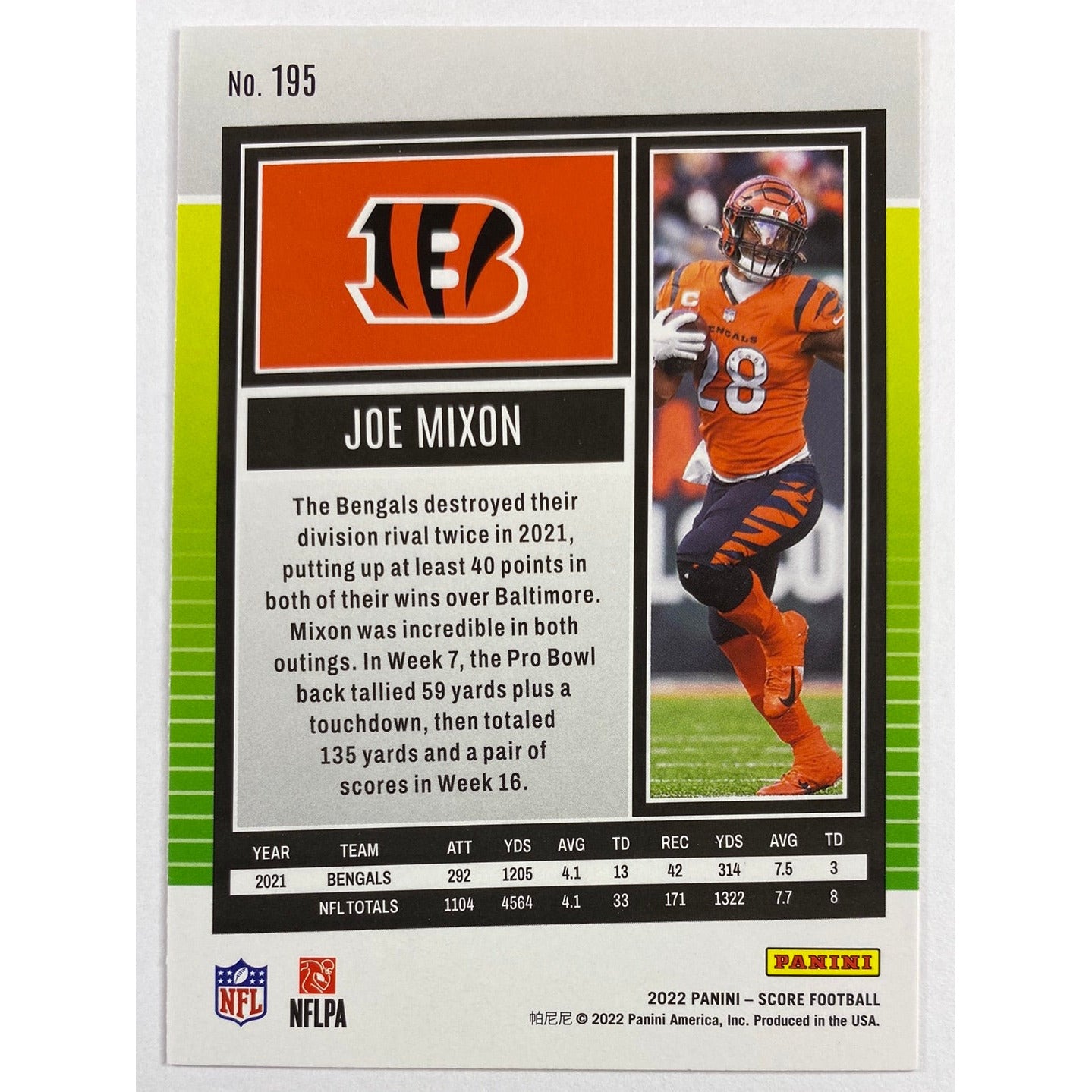 2022 Score Joe Mixon Orange Parallel | Local Legends Cards & Collectibles