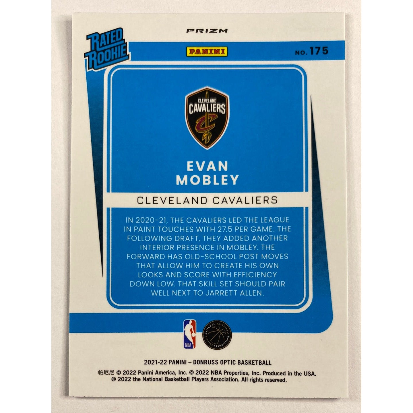 2021-22 Donruss Optic Evan Mobley Blue Velocity Rated Rookie | Local Legends Cards & Collectibles