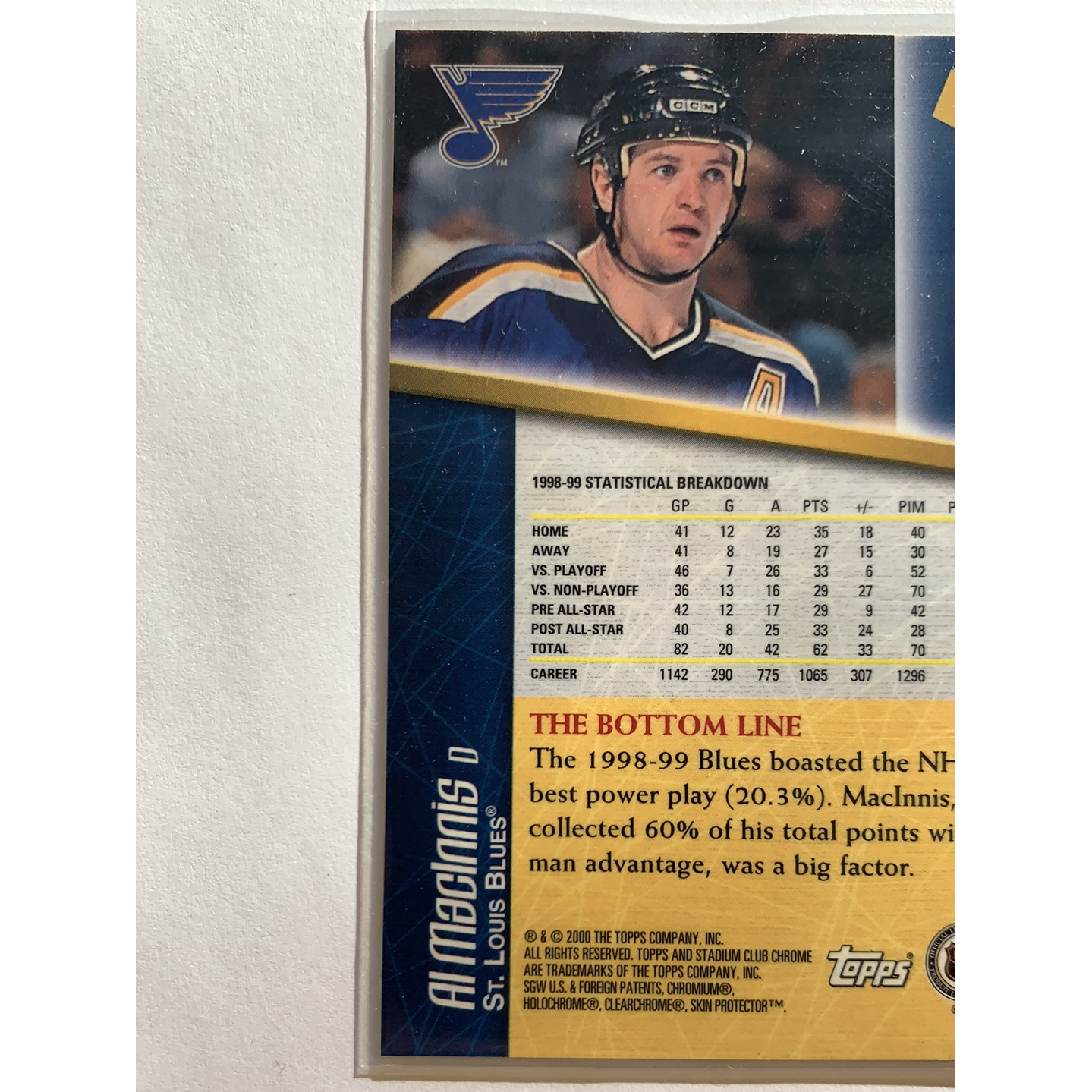 Topps 2000 Stadium Chrome Al Macinnis | Local Legends Cards & Collectibles