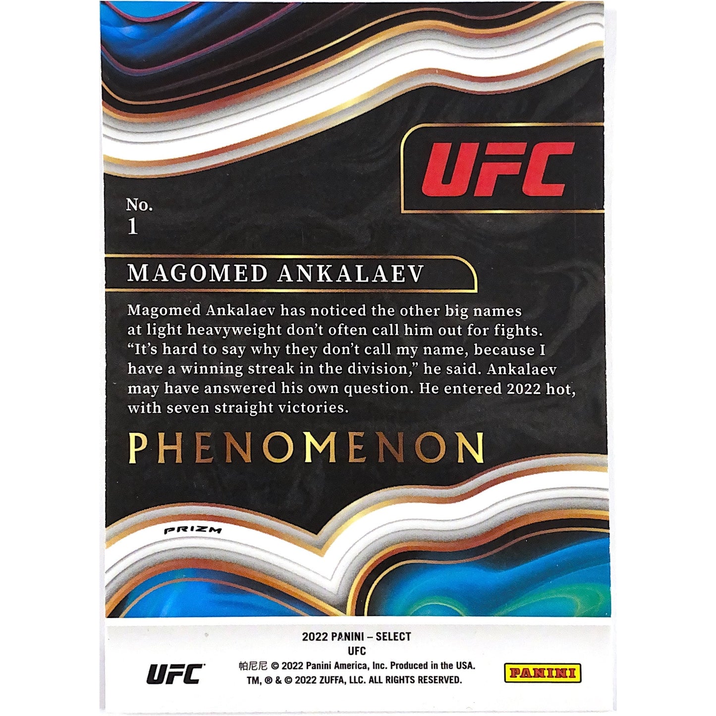 2022 Select Mahomed Ankalaev Phenomenon Silver Holo Prizm