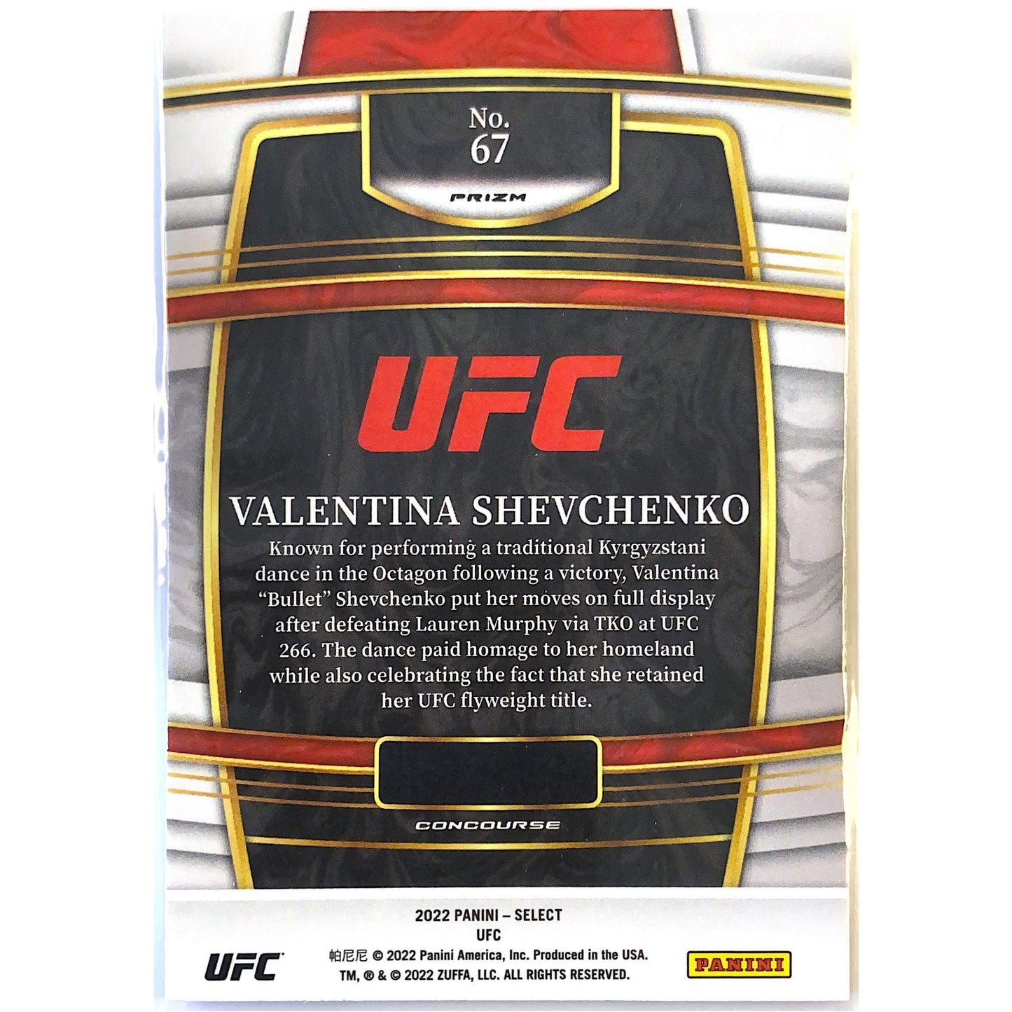 2022 Select Valentina Shevchenko Orange Flash Prizm