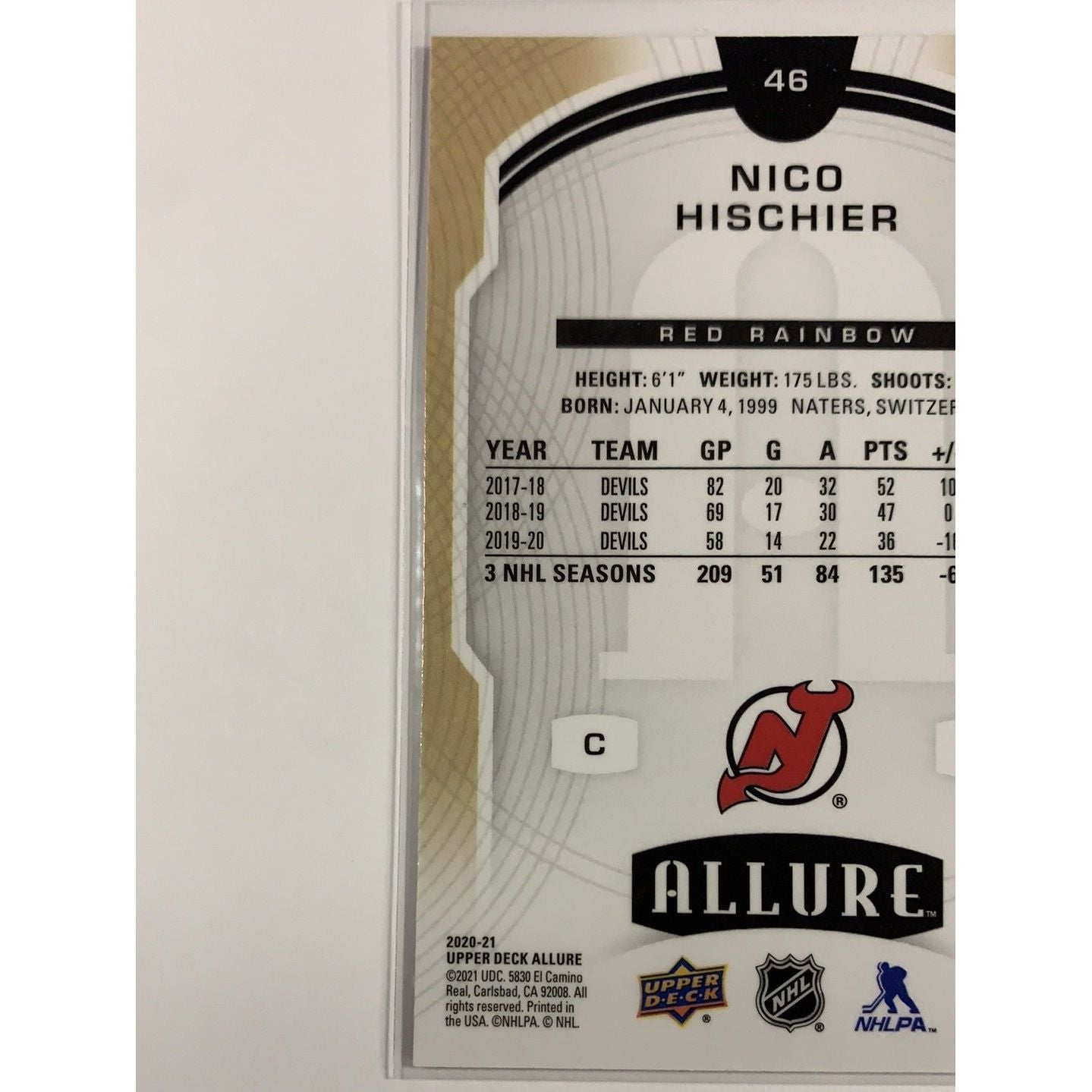 2020-21 Allure Nico Hischier Red Rainbow | Local Legends Cards & Collectibles
