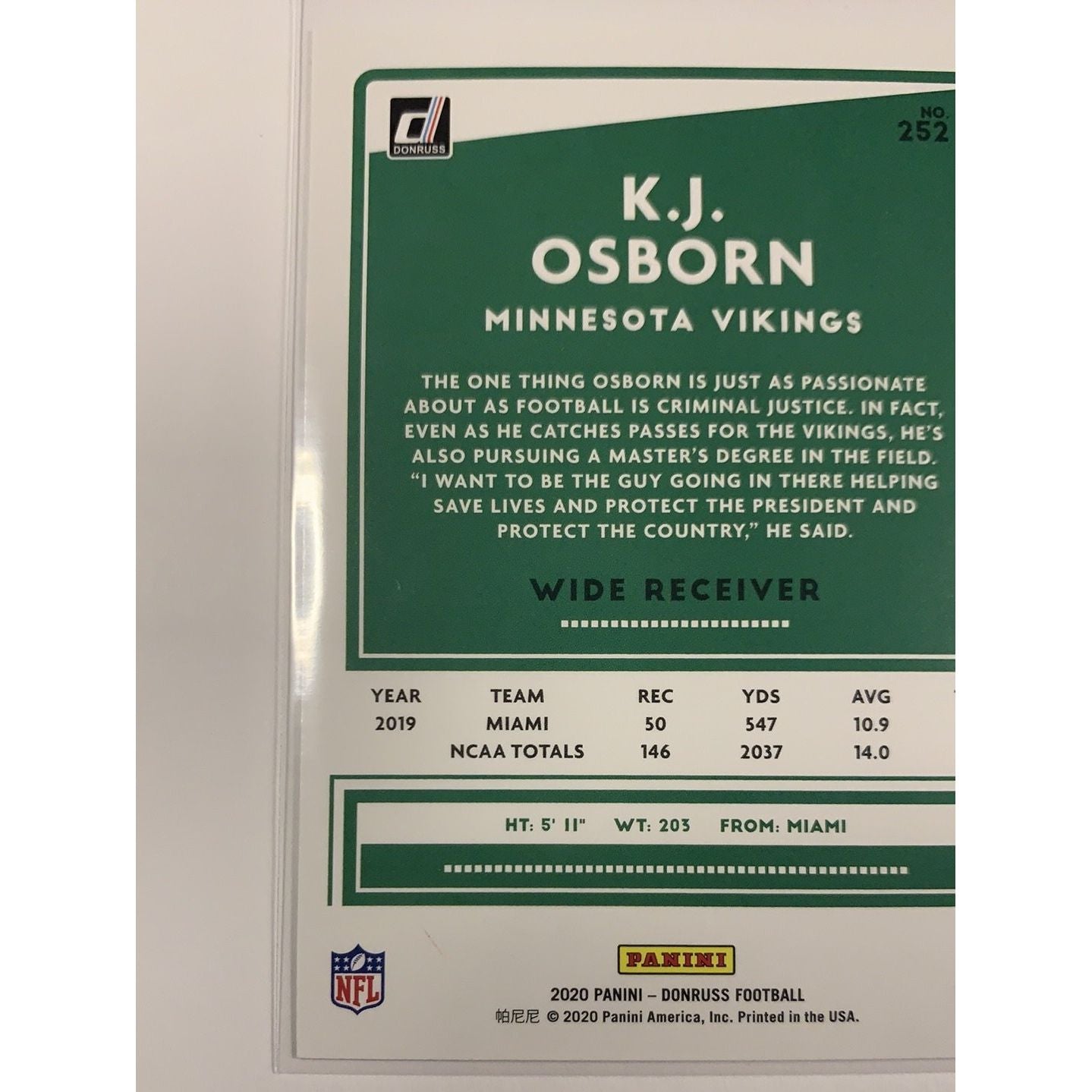 2020 Donruss K.J. Osborn RC Local Legends Cards & Collectibles