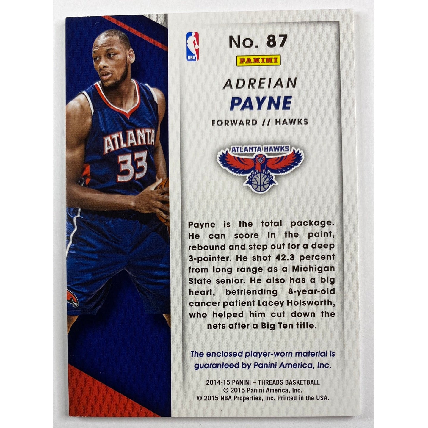 2014-15 Threads Adreian Payne RC Patch