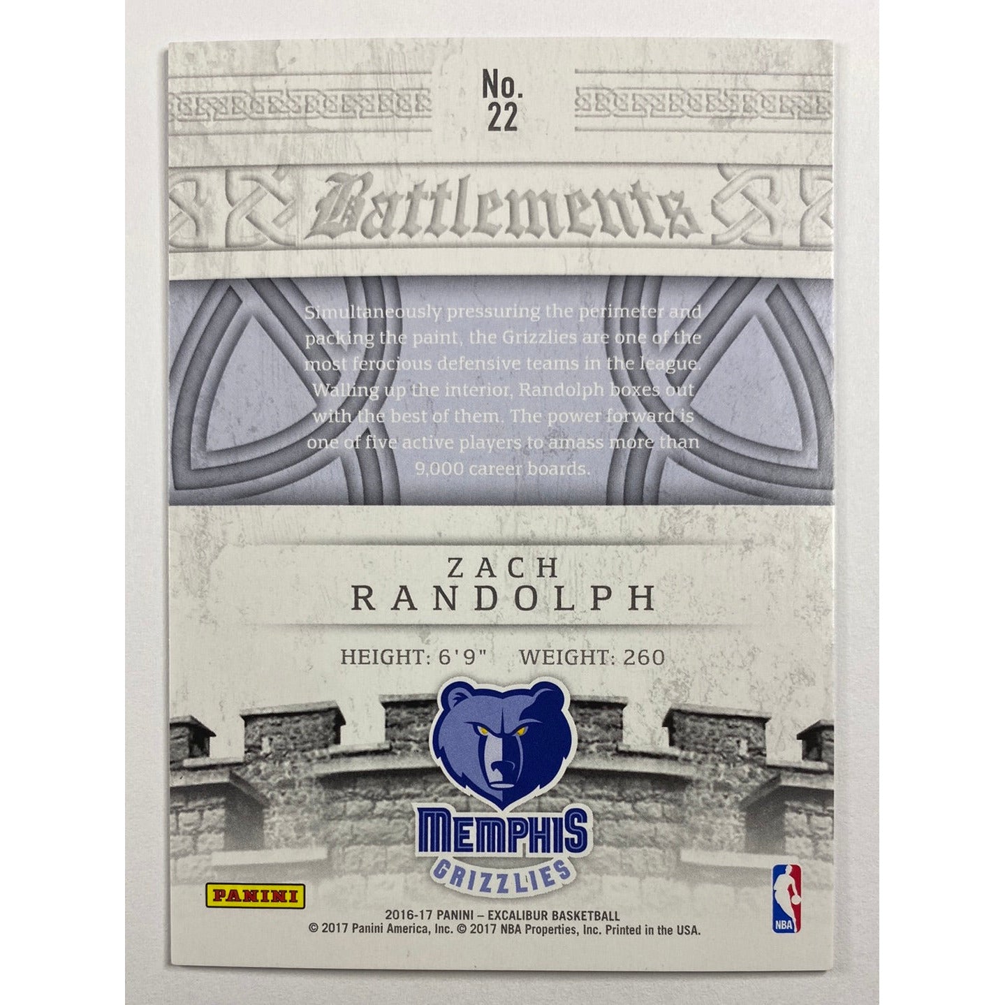 2016-17 Excalibur Zach Randolph Battlements Red /99 | Local Legends Cards & Collectibles