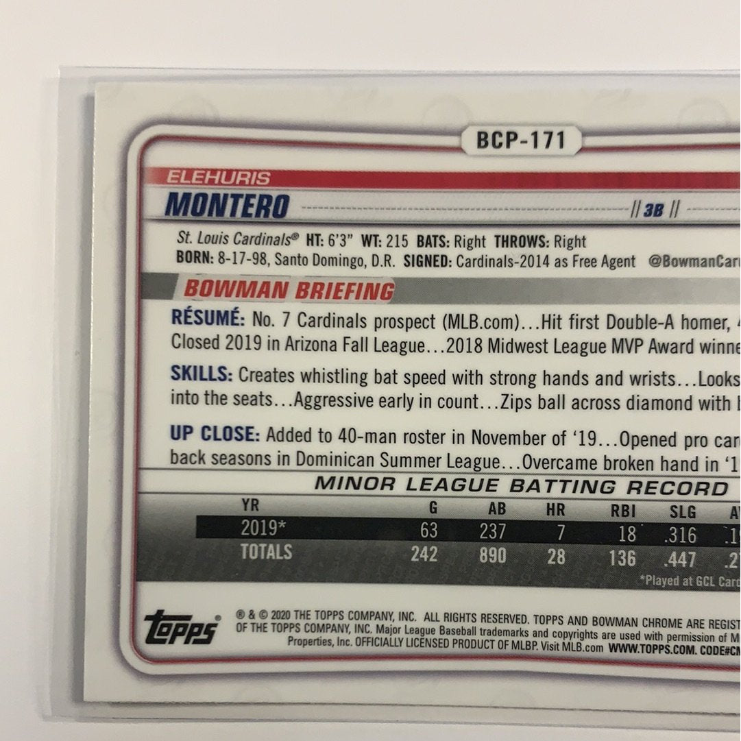 2020 Bowman Elehuris Montero Mojo Refractor Local Legends Cards & Collectibles
