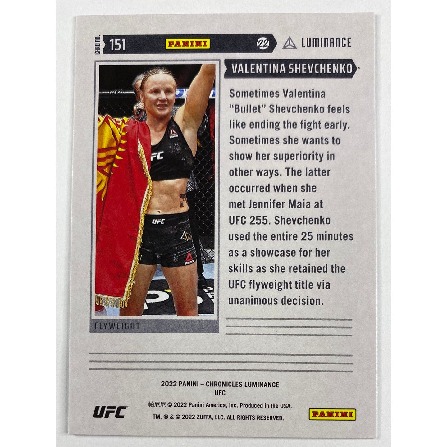 2022 Chronicles Luminance Valentina Shevchenko