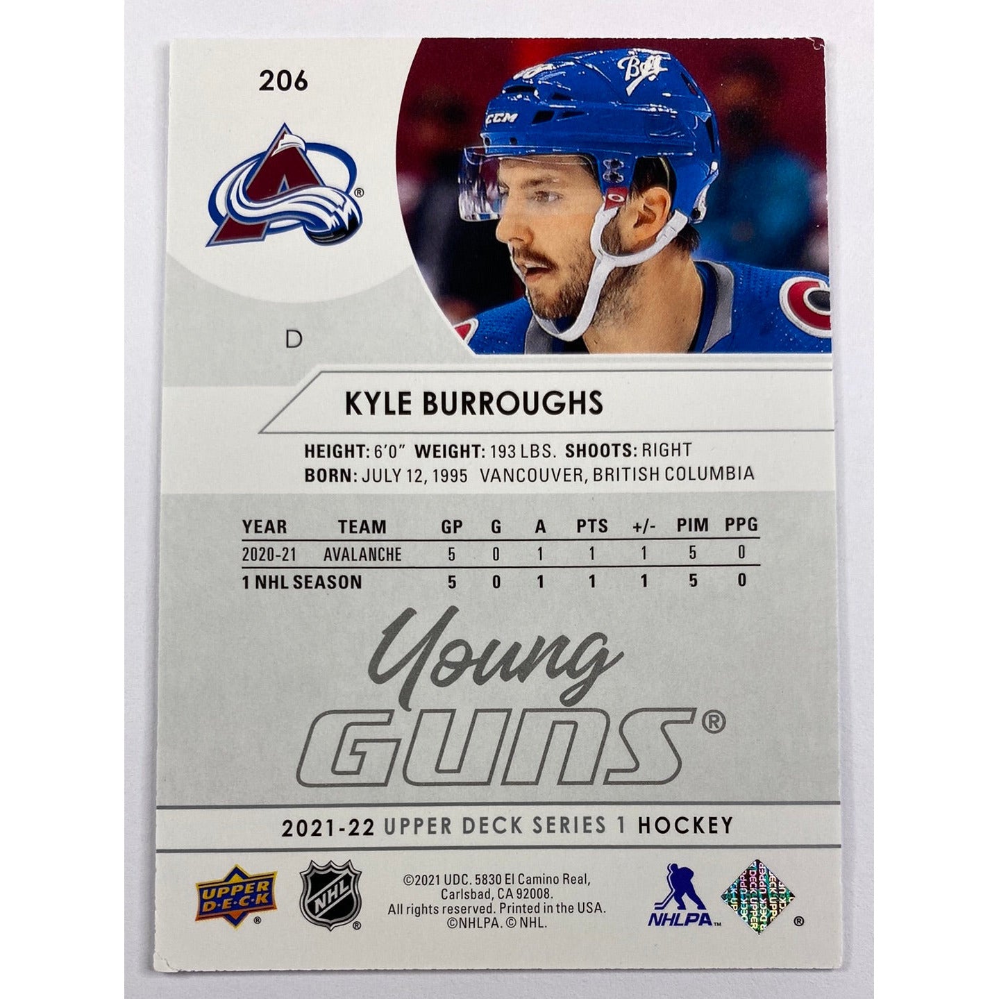 2020-21 Series 1 Kyle Burroughs Young Guns | Local Legends Cards & Collectibles