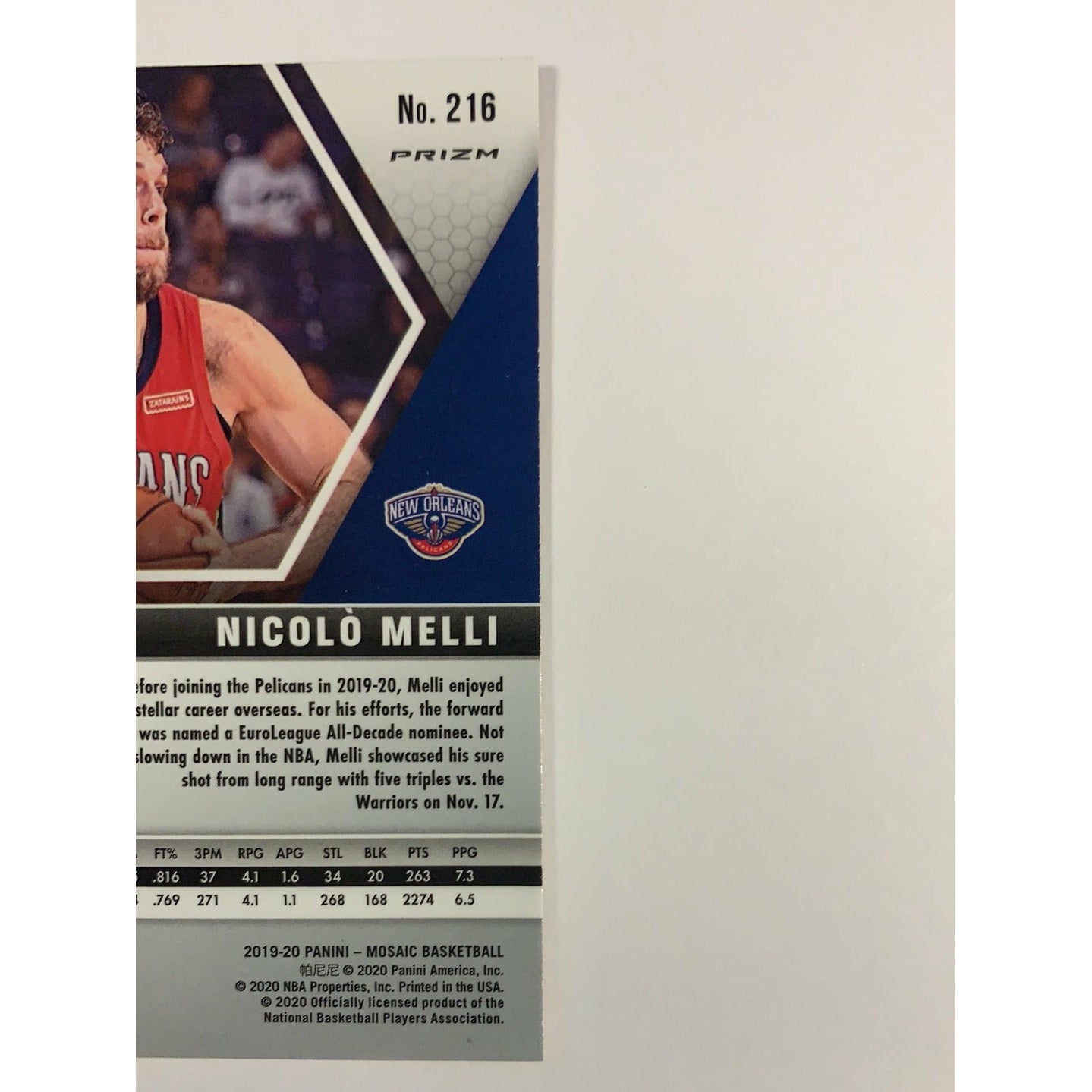 2019-20 Mosaic Nicolo Melli Orange Reactive Prizm RC