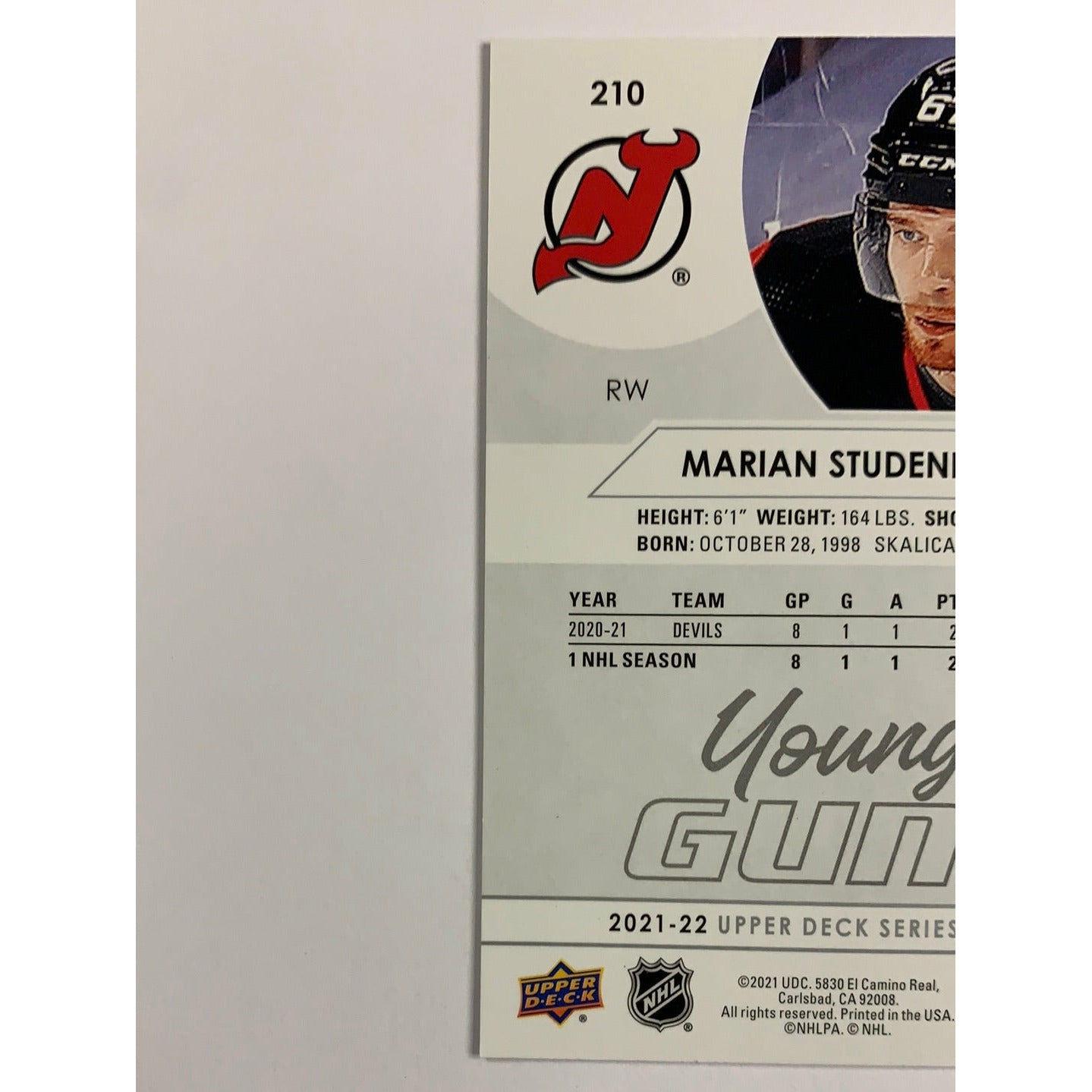 2021-22 Upper Deck Series 1 Marian Studenic Young Guns