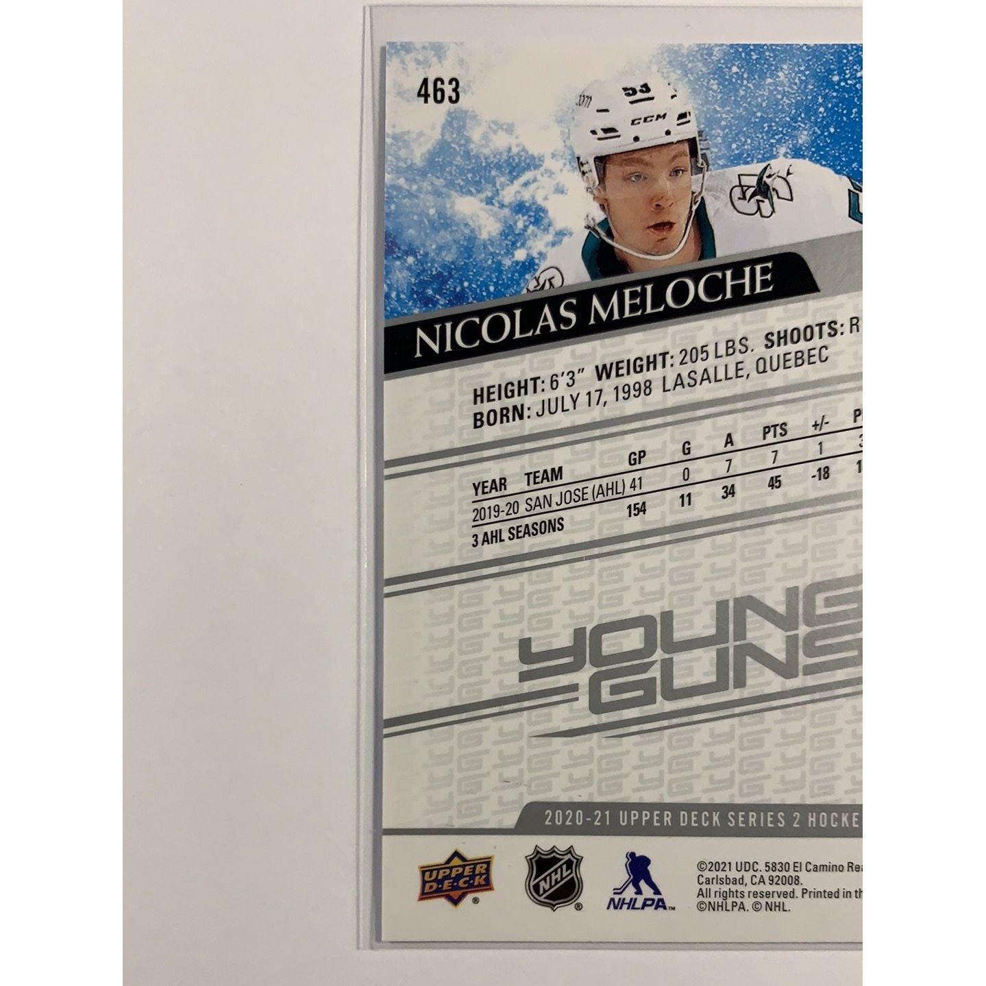 2020-21 Upper Deck Series 2 Nicolas Meloche Young Guns | Local Legends Cards & Collectibles