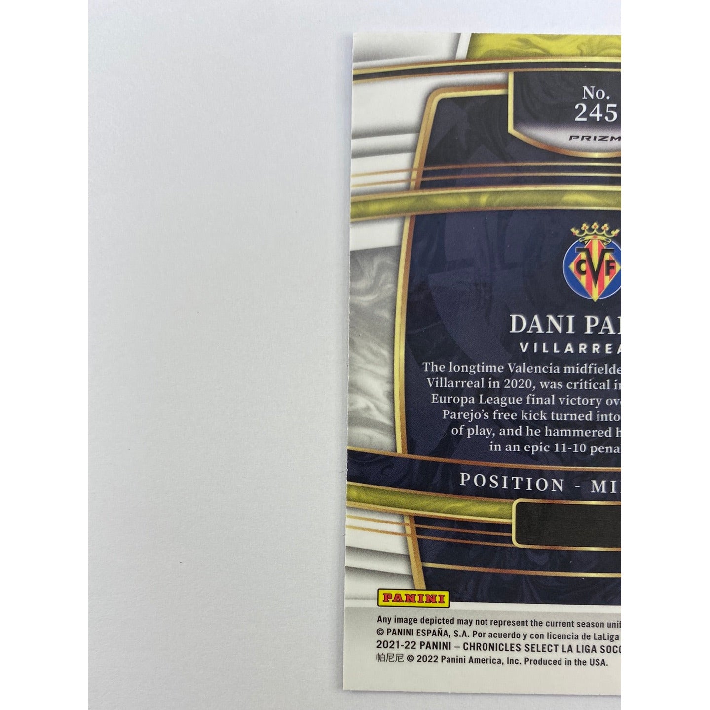 2022 Chronicles Select Dani Parejo Purple Mojo Prizm | Local Legends Cards & Collectibles