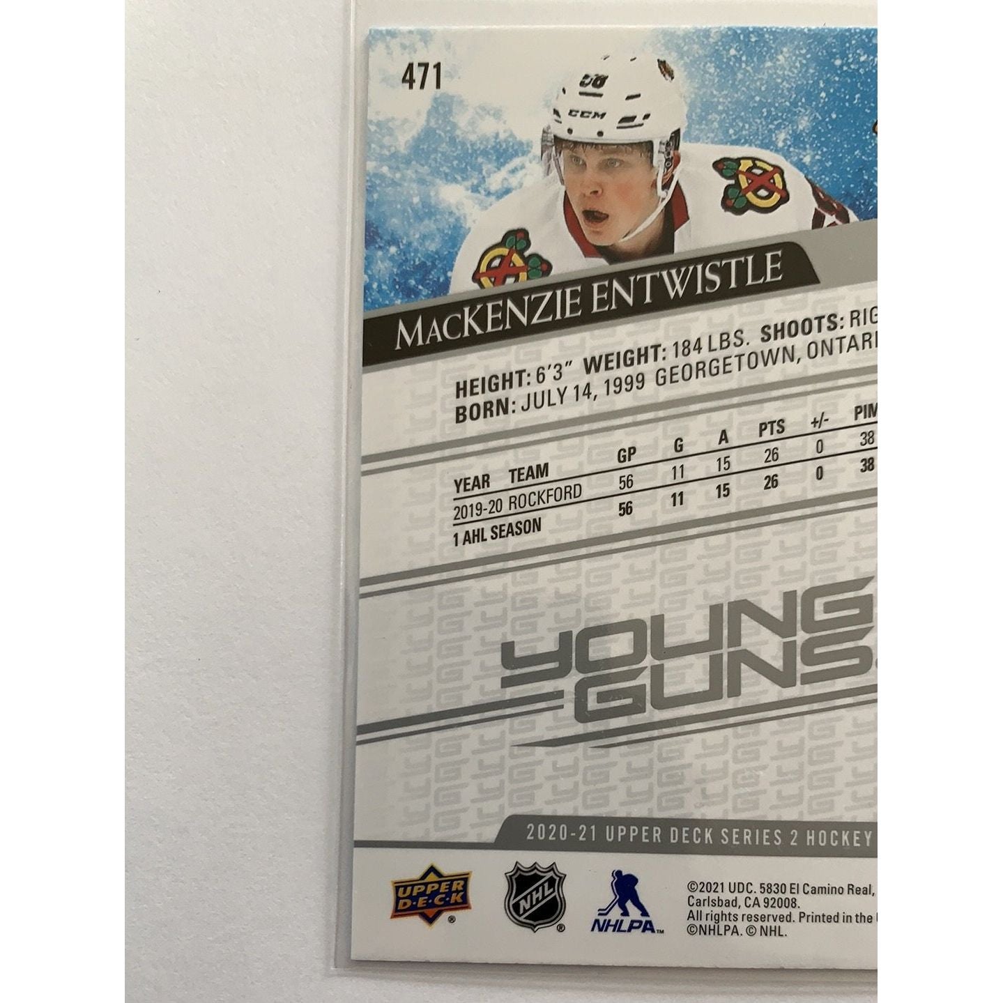 2020-21 Upper Deck Series 2 Mackenzie Entwistle Young Guns | Local Legends Cards & Collectibles