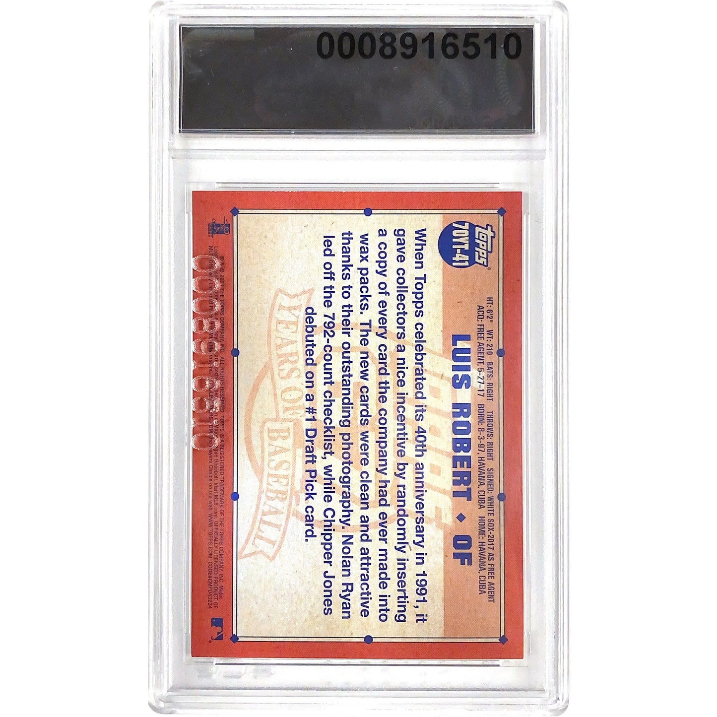 2021 Topps Luis Robert 70th Anniversary ECG 9.5 | Local Legends Cards & Collectibles