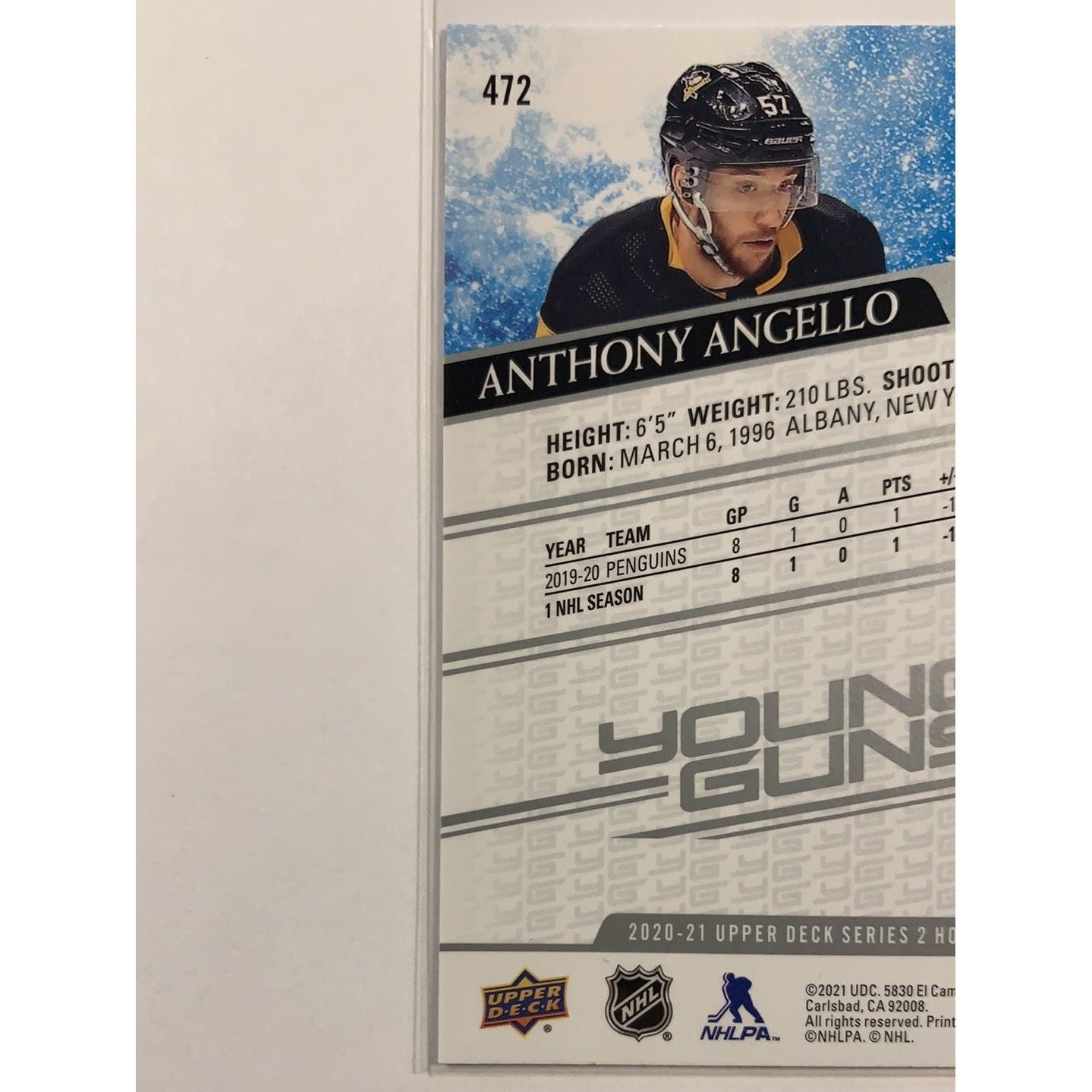 2020-21 Upper Deck Series 2 Anthony Angelo Young Guns | Local Legends Cards & Collectibles