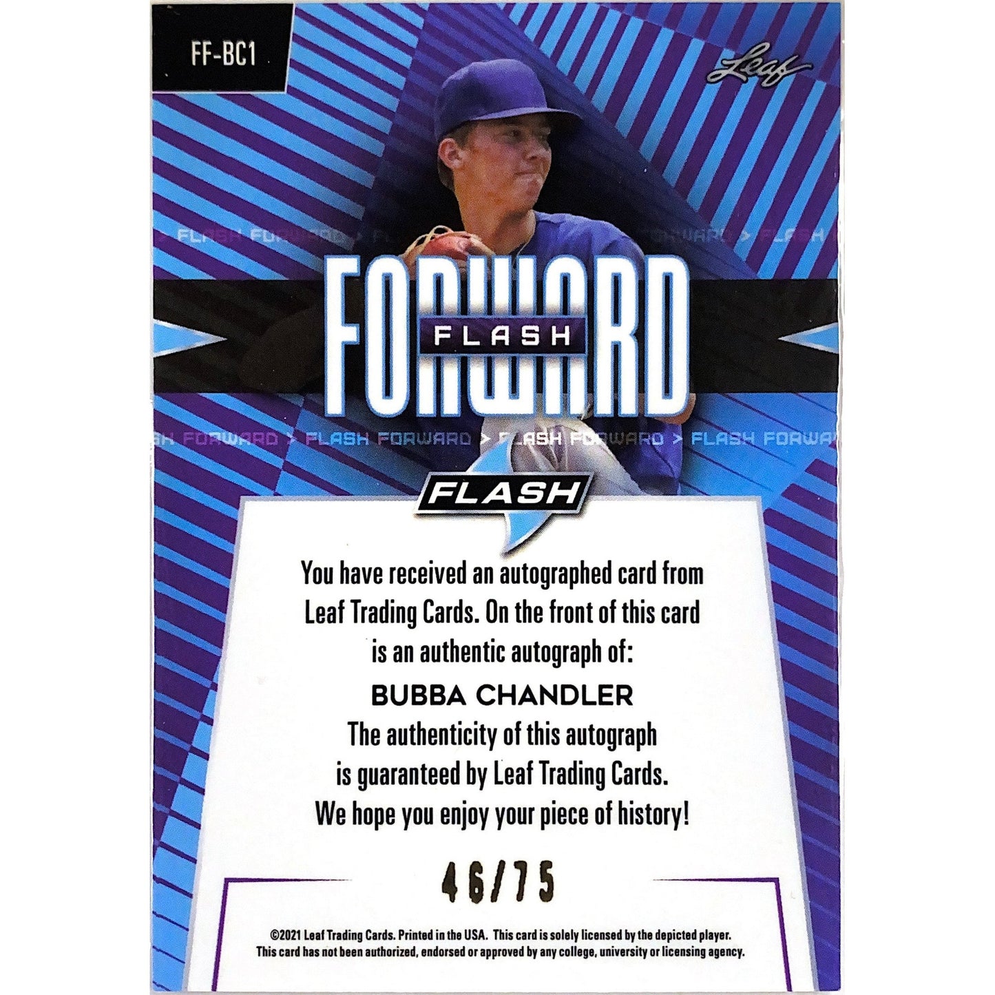2021 Leaf Bubba Chandler Flash Forward Purple Prizm Auto /75 | Local Legends Cards & Collectibles