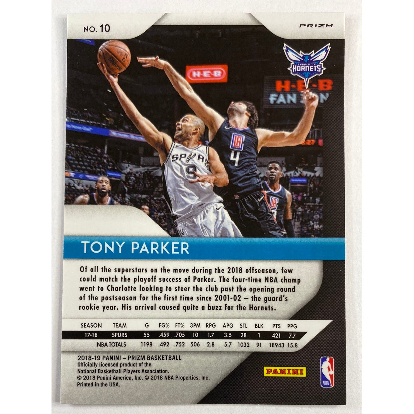 2018-19 Prizm Tony Parker Pink Cracked Ice Prizm
