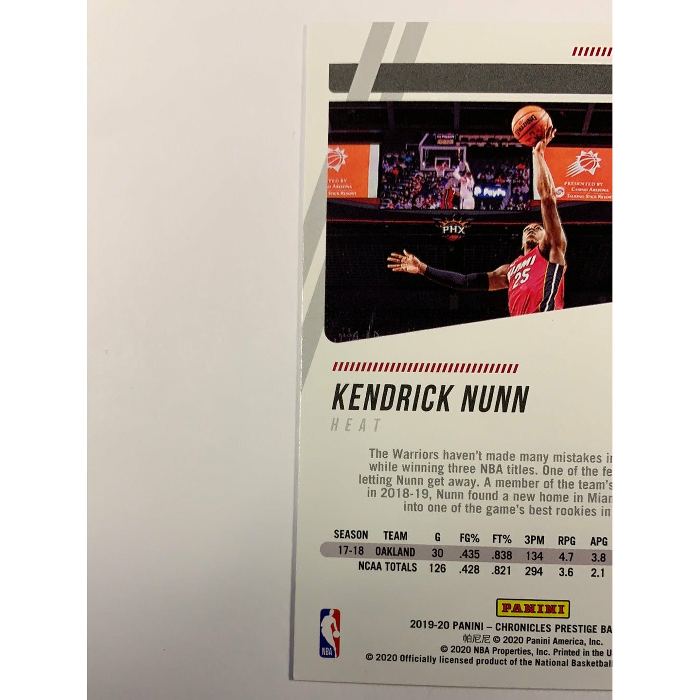 2019-20 Chronicles Prestige Kendrick Nunn Pink Parallel RC | Local Legends Cards & Collectibles