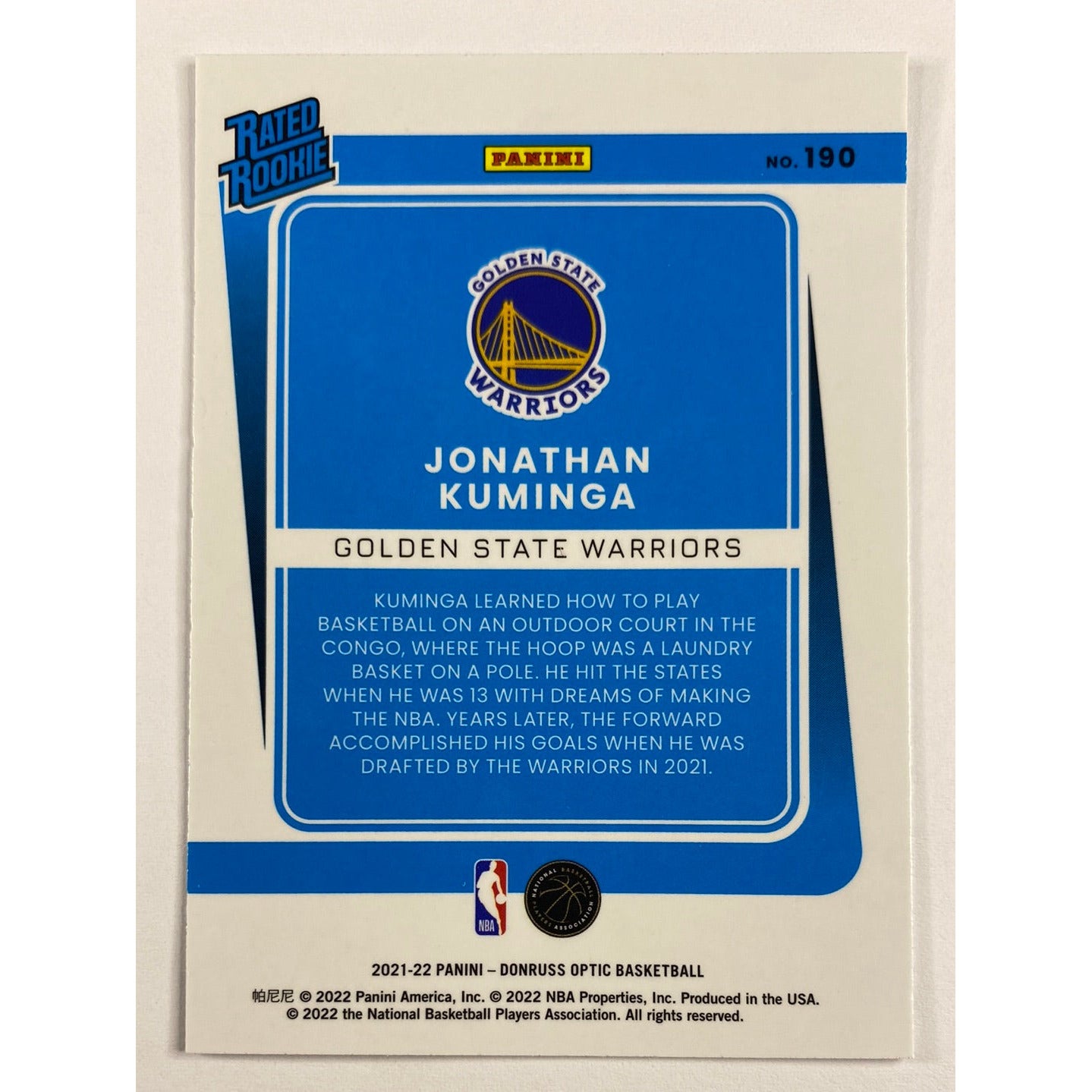2021-22 Donruss Optic Jonathan Kuminga Rated Rookie