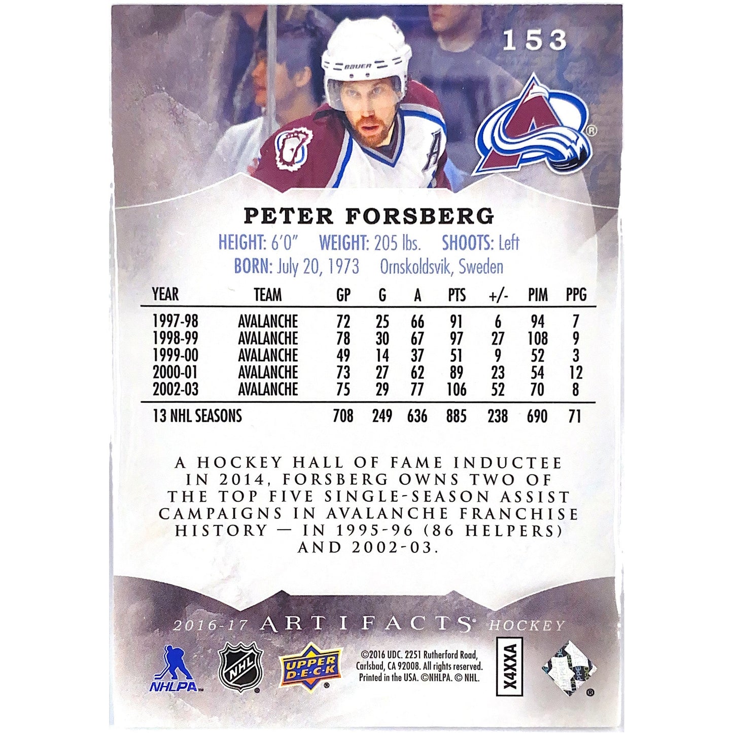 2016-17 Artifacts Peter Forsberg Silver 125/499 | Local Legends Cards & Collectibles