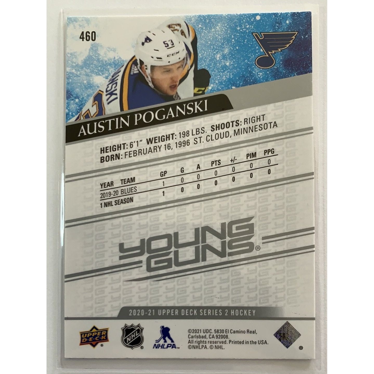2020-21 Upper Deck Series 2 Austin Poganski Young Guns | Local Legends Cards & Collectibles