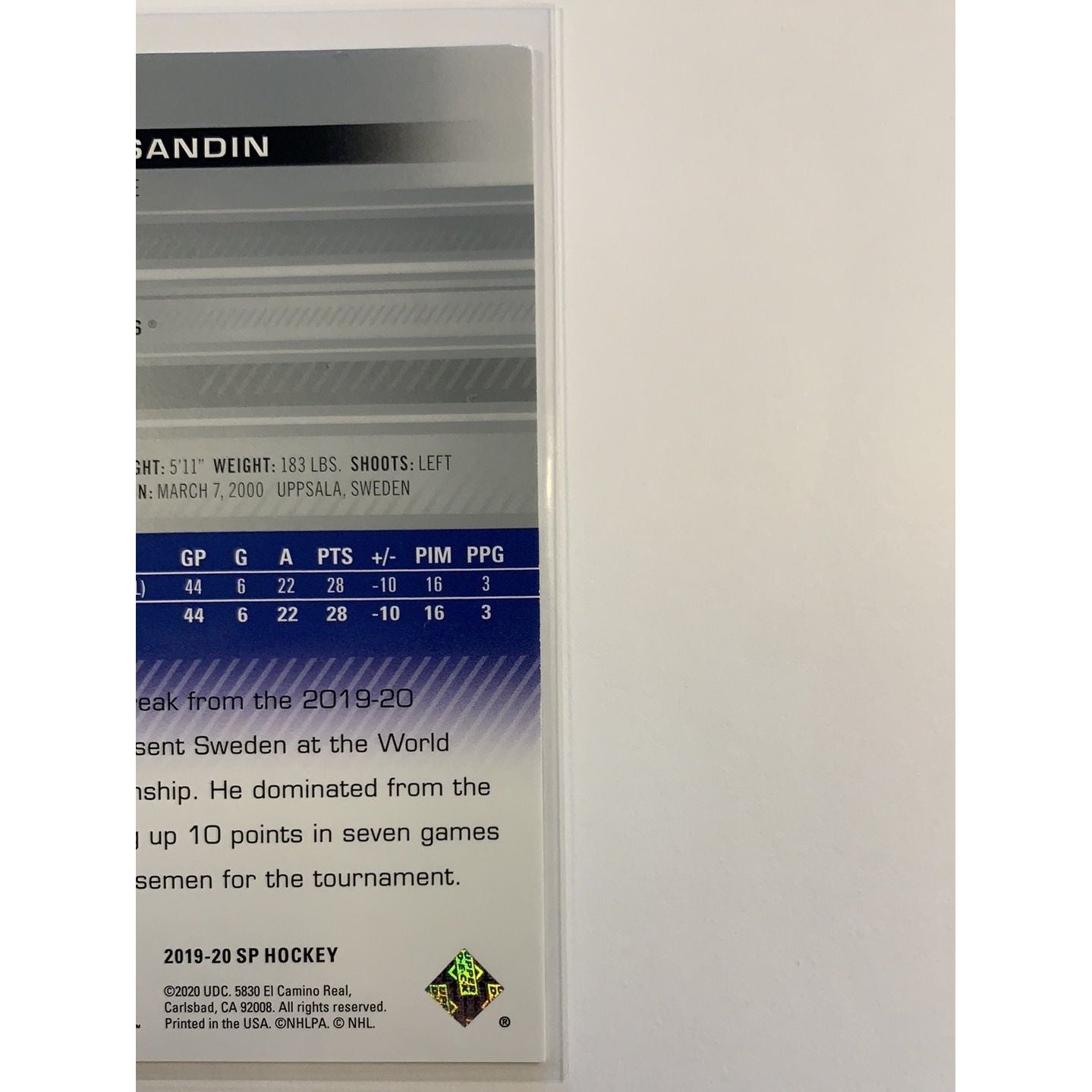 2019-20 SP Rasmus Sandin Rookie Authentics /1199 Local Legends Cards & Collectibles
