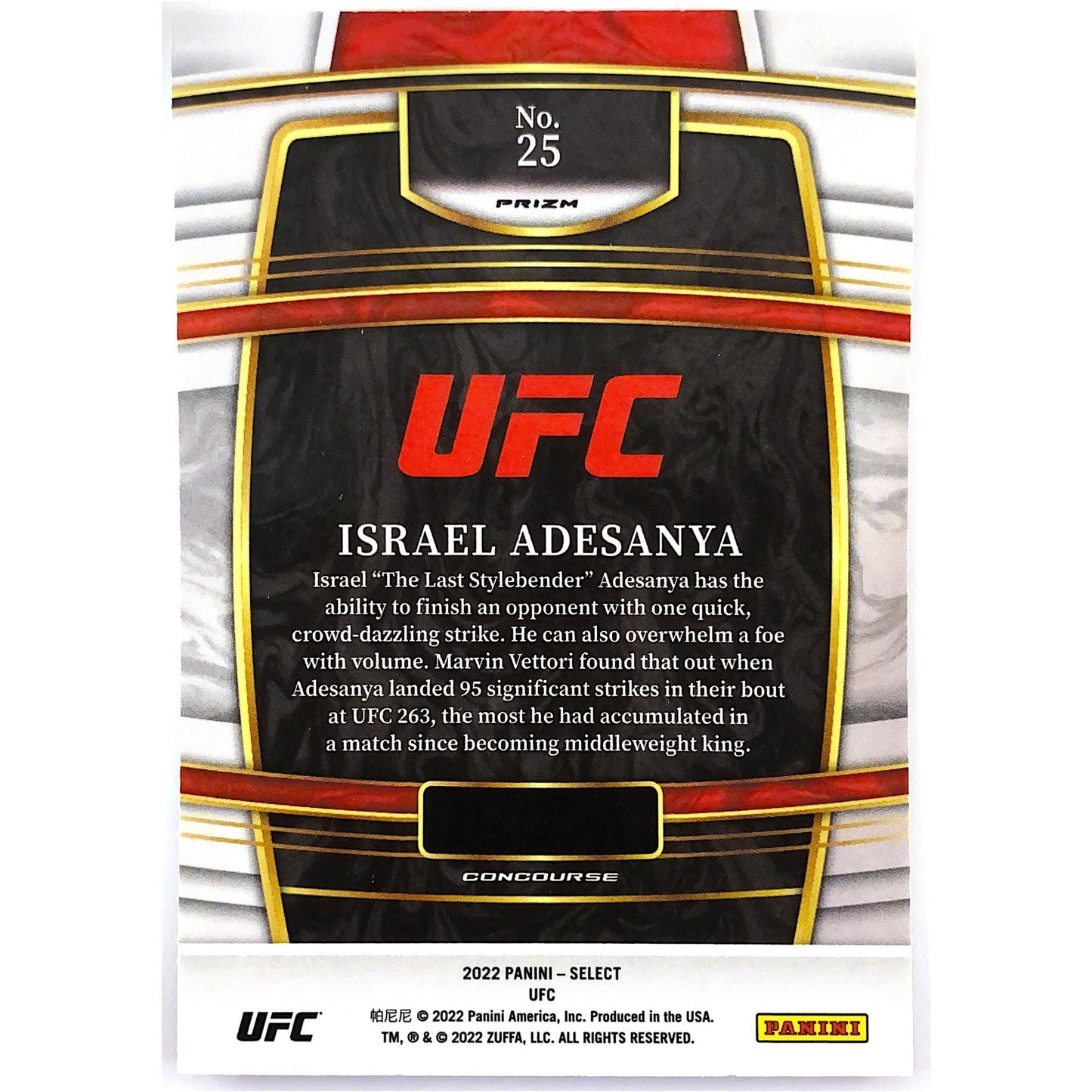 2022 Select Israel Adesanya Shimmer Prizm