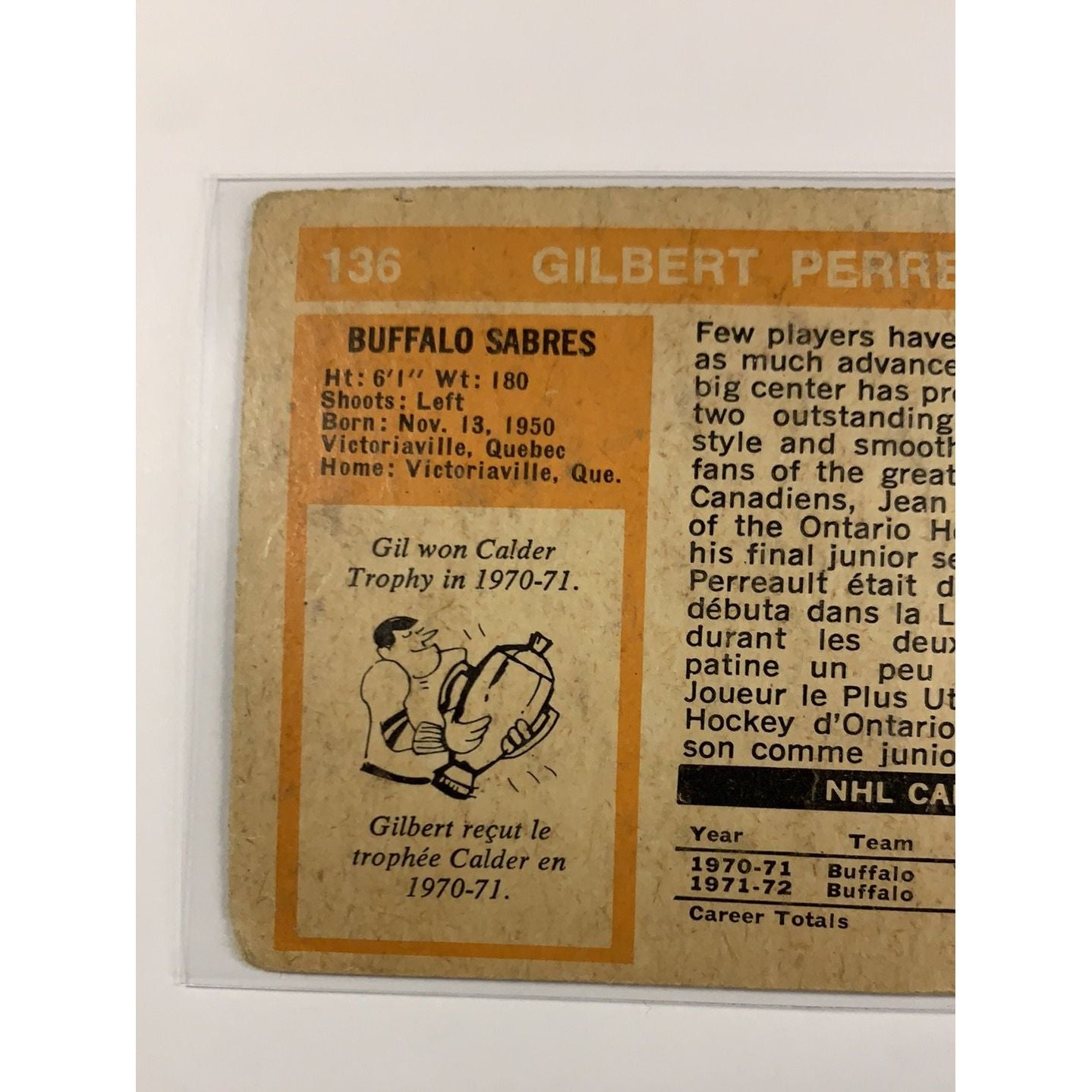 1972-73 O-Pee-Chee Gilbert Perreault 3rd Year Card | Local Legends Cards & Collectibles