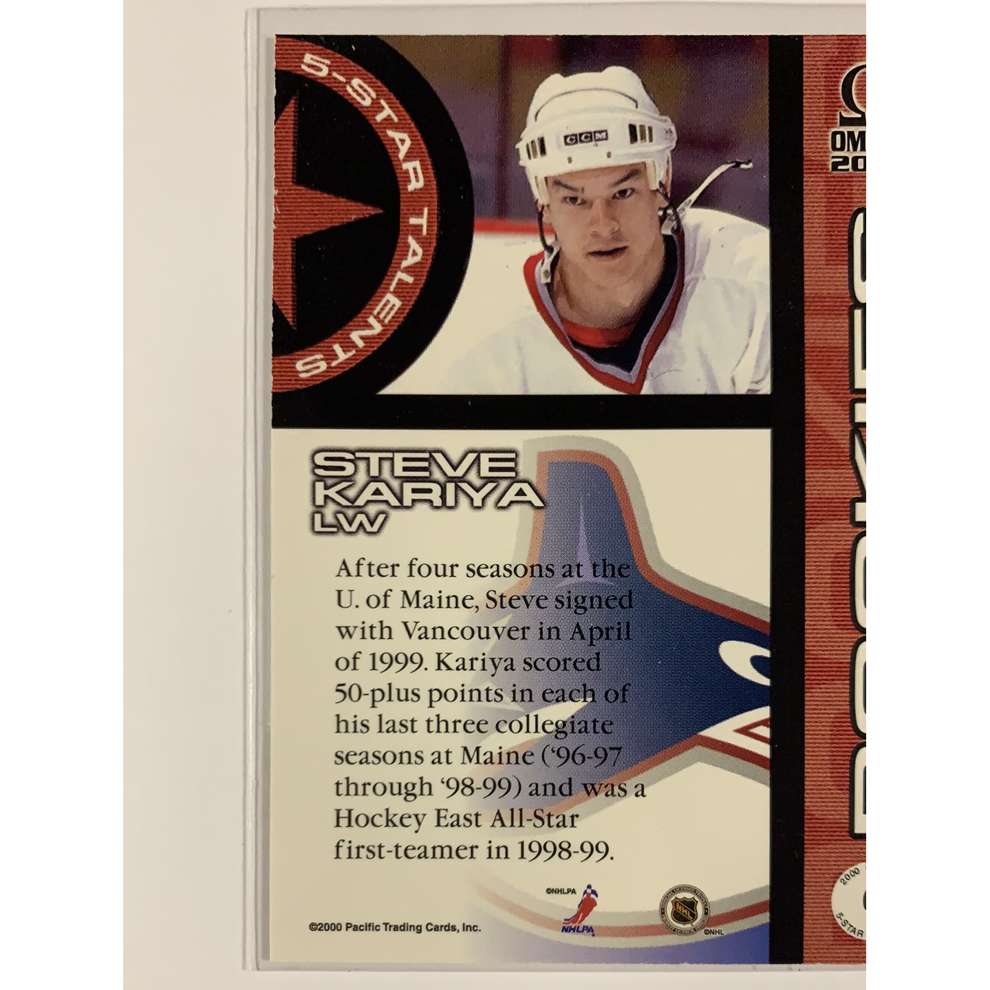2000-01 Pacific Omega Steve Kariya Rookies Local Legends Cards & Collectibles