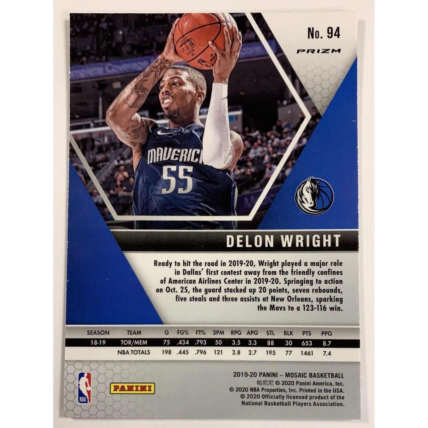 2019-20 Mosaic Delon Wright Orange Reactive Prizm | Local Legends Cards & Collectibles