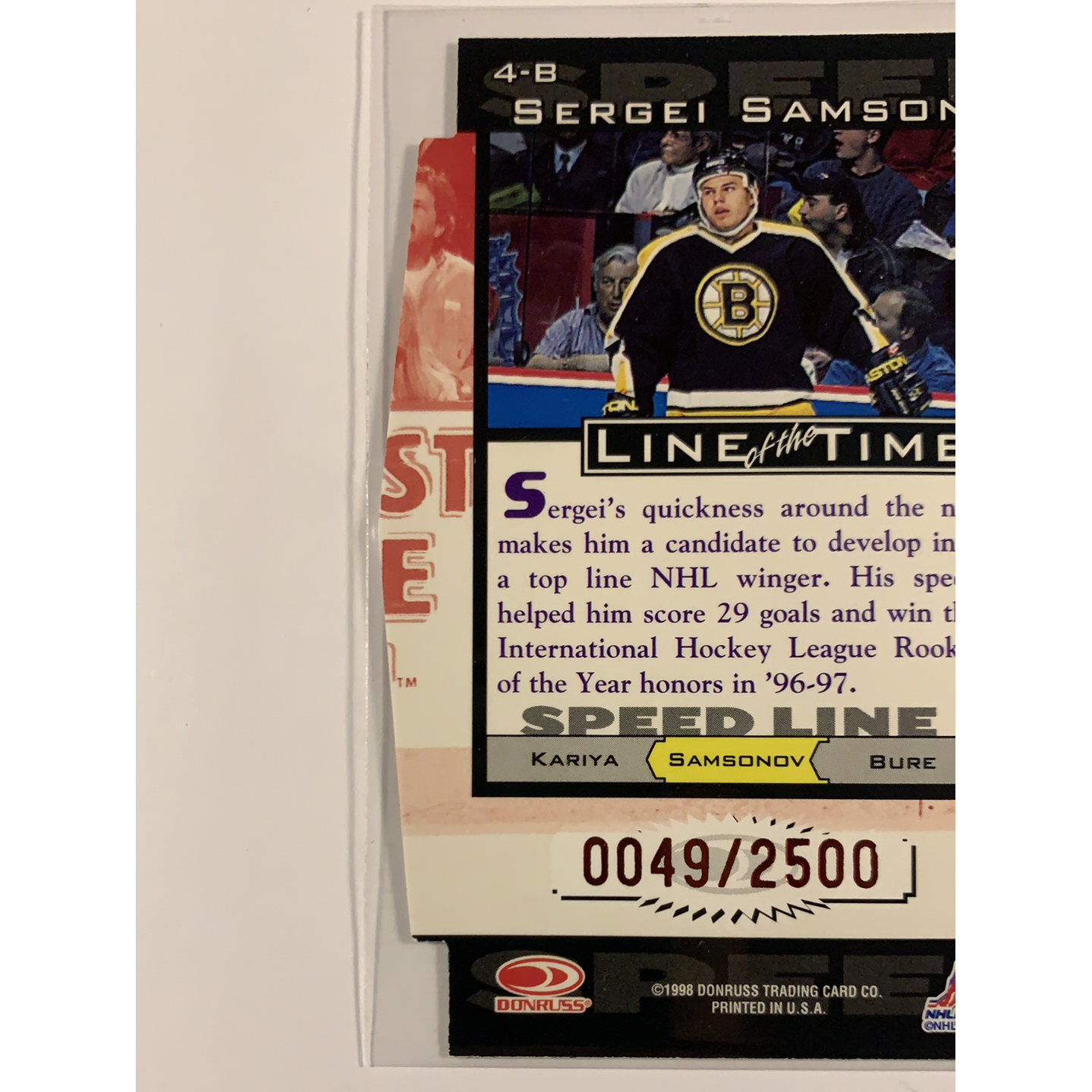 1998-99 Donruss Sergei Samsonov Line of the Times /2500 | Local Legends Cards & Collectibles