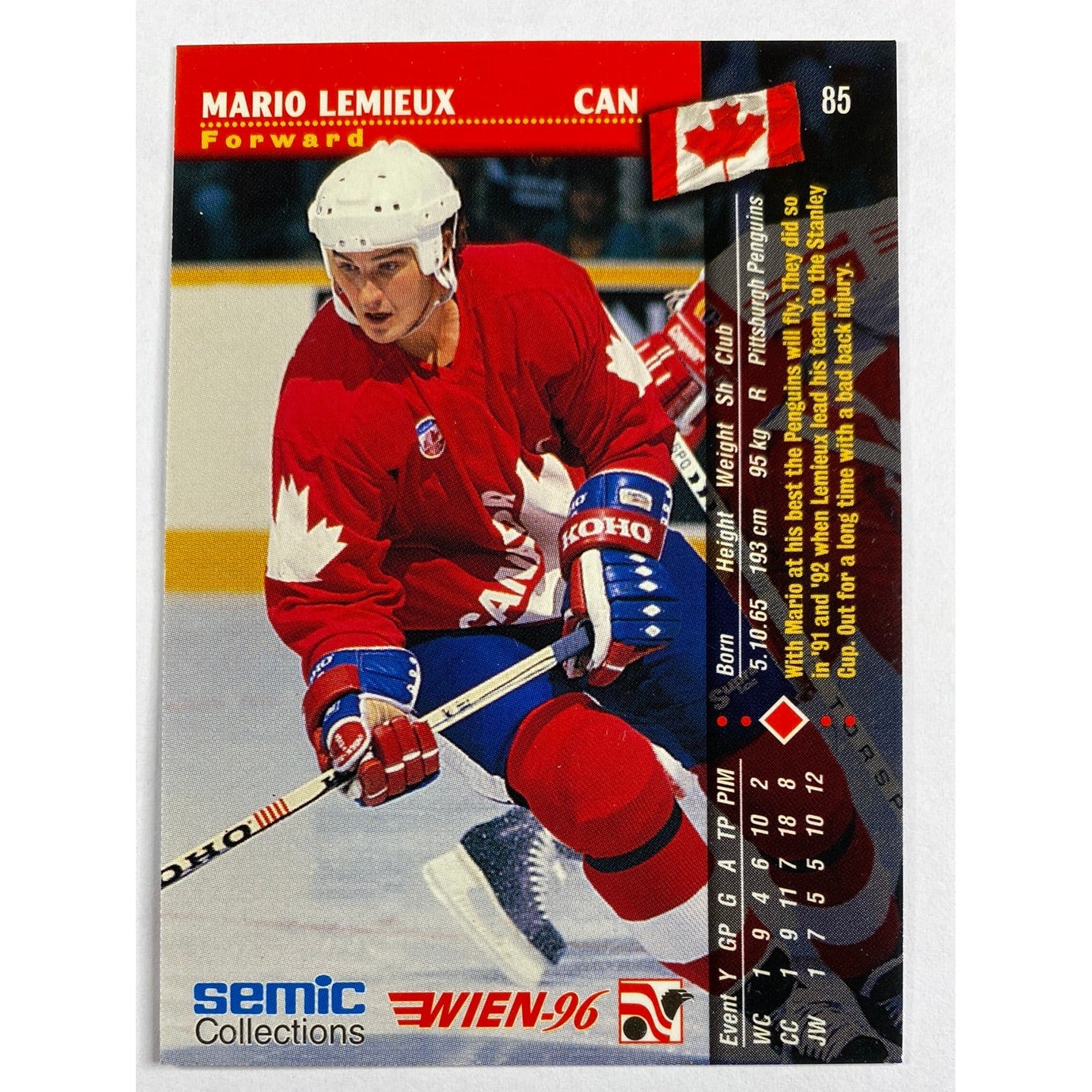 1996 Wein Mario Lemieux Team Canada | Local Legends Cards & Collectibles