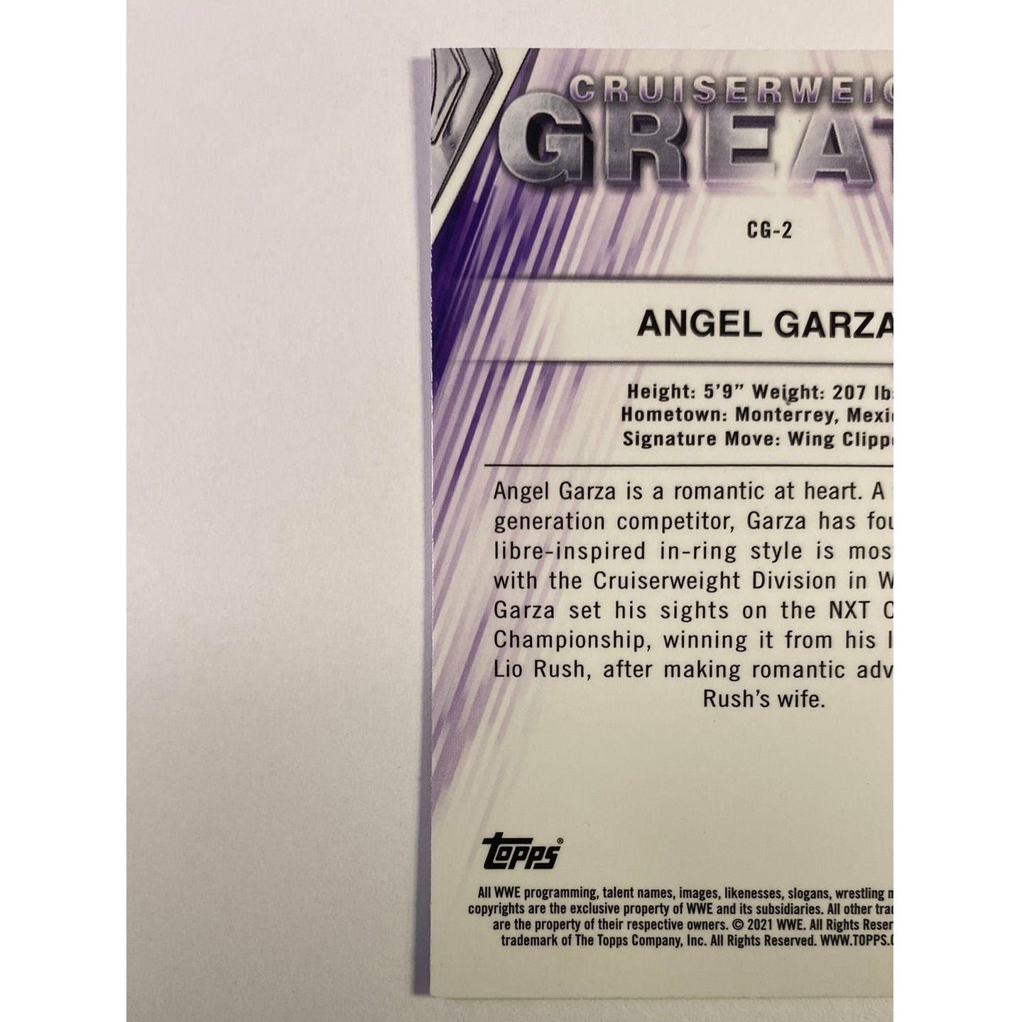 2021 Topps Chrome WWE Angel Garza Cruiserweight Greats Refractor | Local Legends Cards & Collectibles