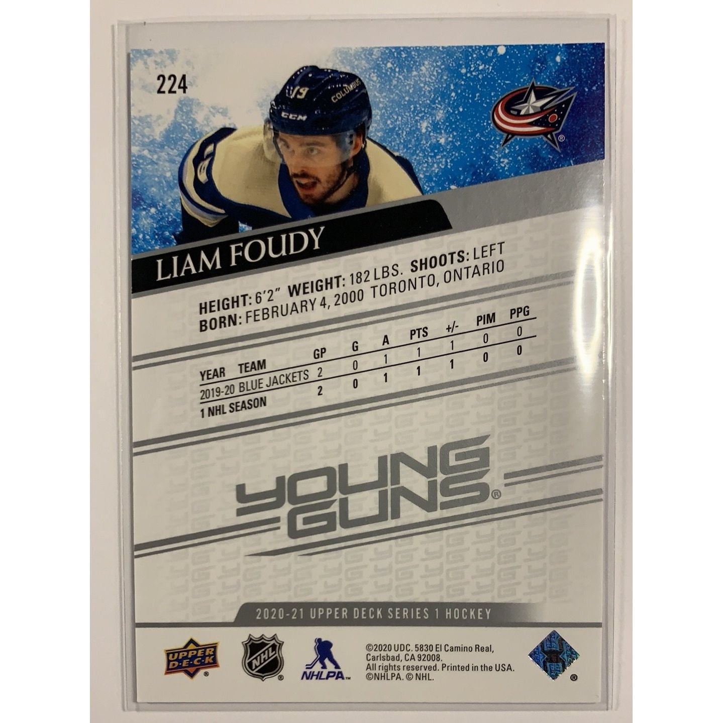 2020-21 Upper Deck Series 1 Liam Foudy Young Guns | Local Legends Cards & Collectibles
