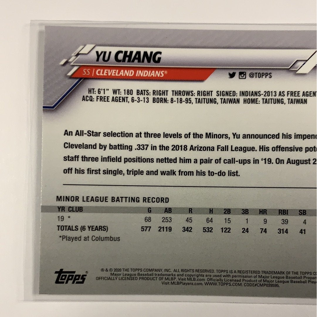 2020 Topps Chrome Yu Chang RC Sepia Refractor | Local Legends Cards & Collectibles