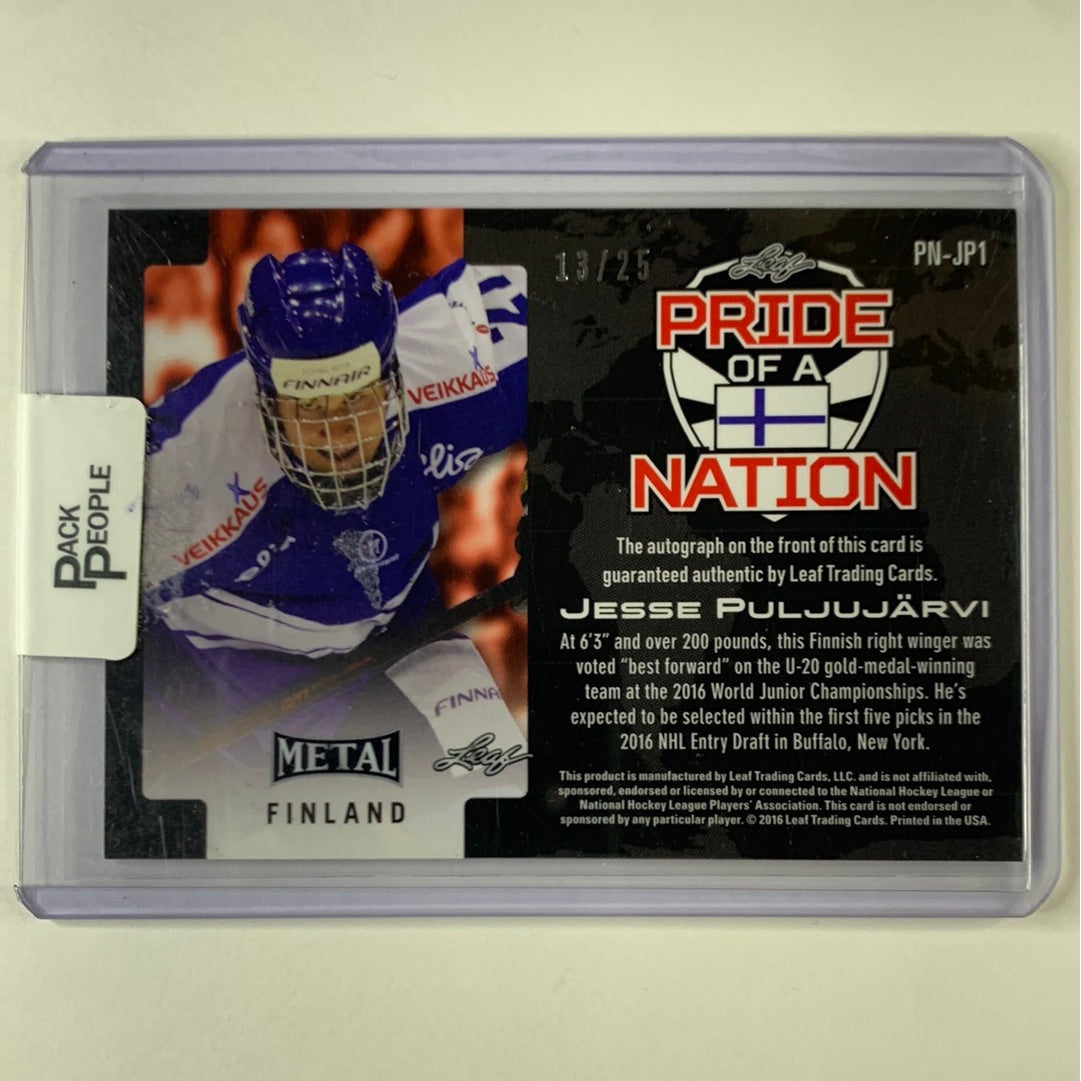 2016-17 Leaf Metal Jesse Puljujarvi Pride of a Nation Auto /25 | Local Legends Cards & Collectibles