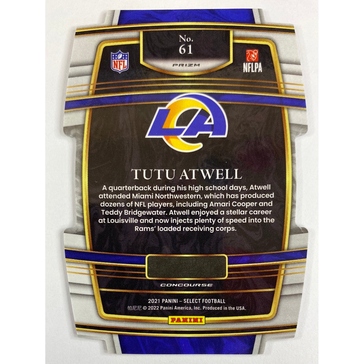2021 Panini Prizm Tutu Atwell Die Cut Silver Holo Prizm RC