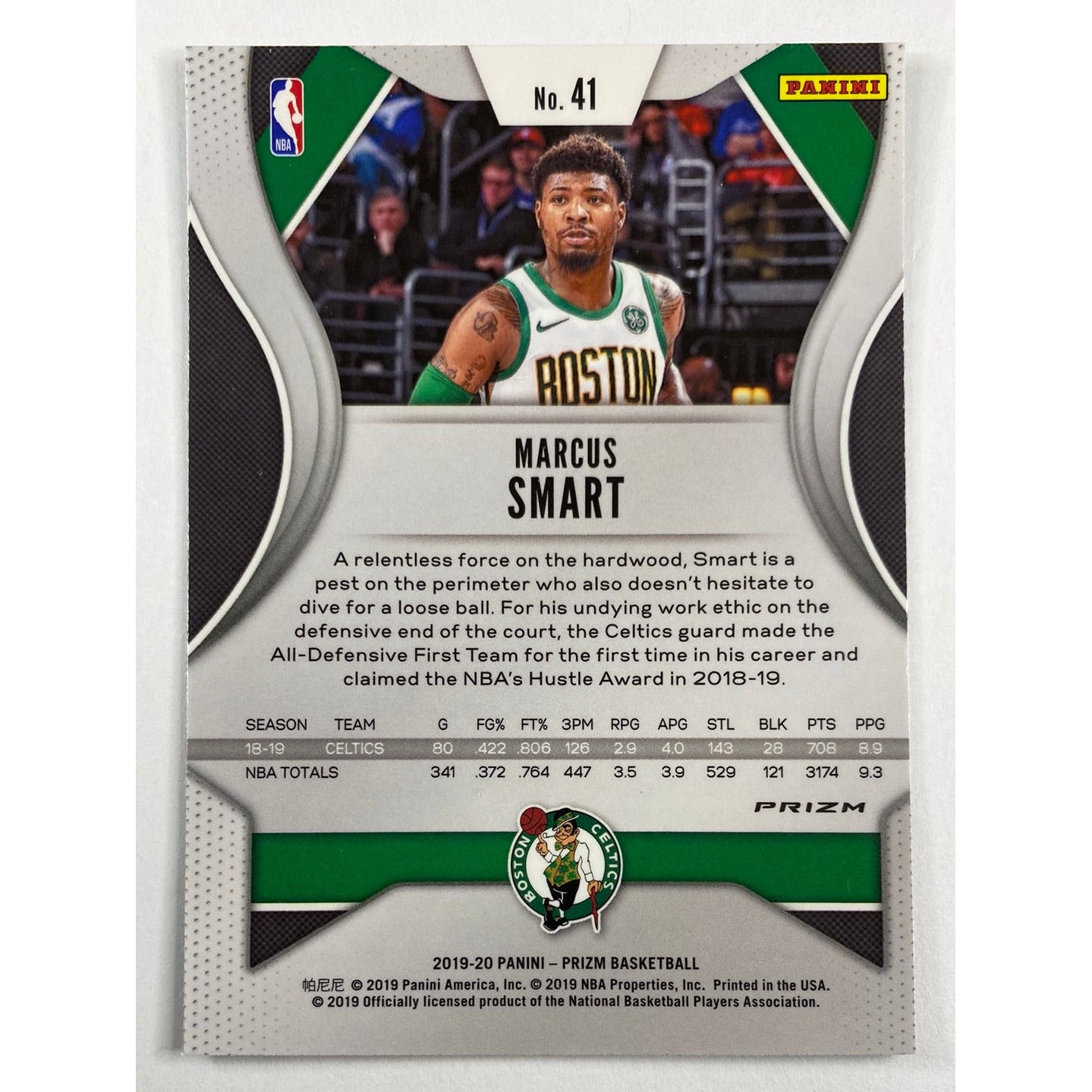 2019-20 Prizm Marcus Smart Green Holo Prizm