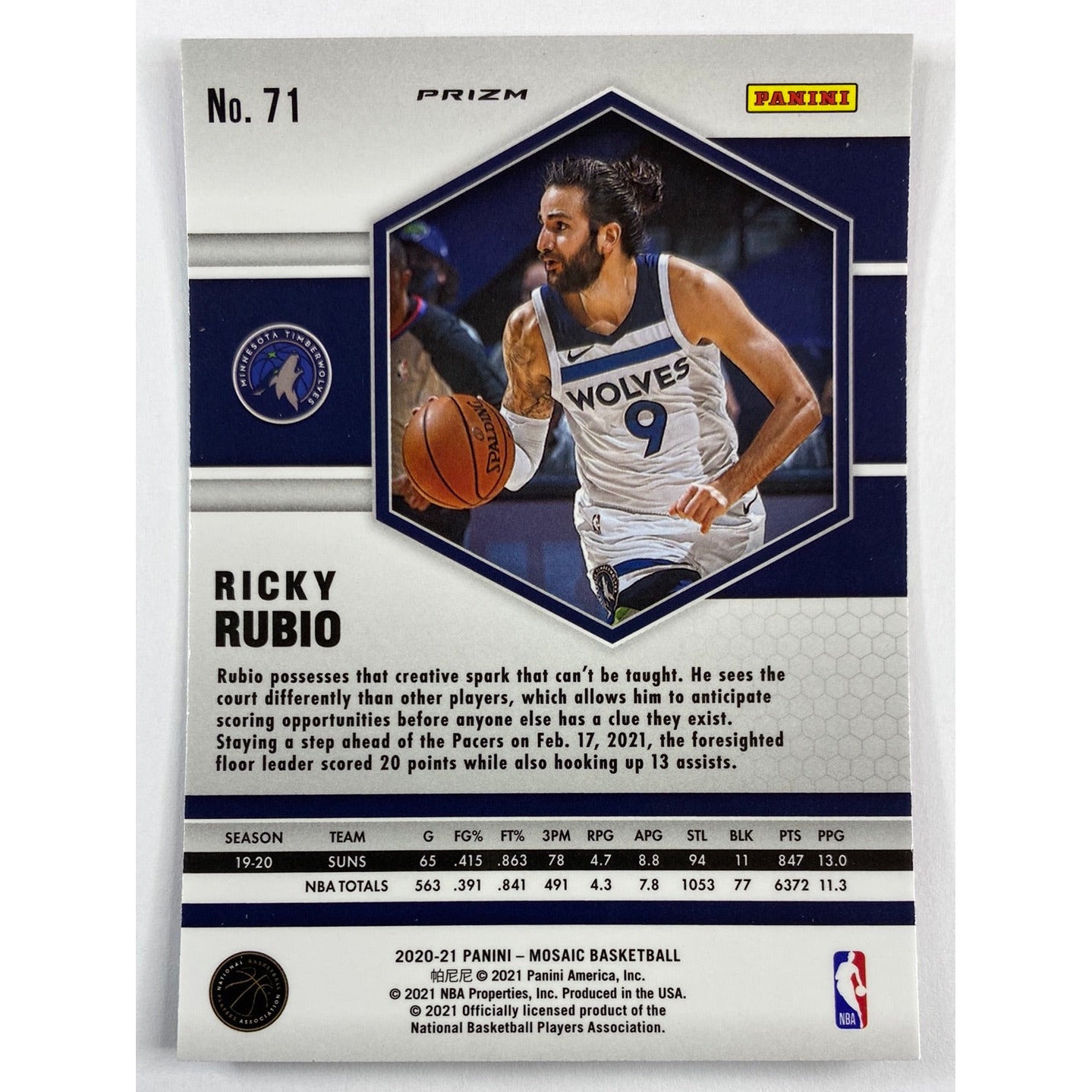 2020-21 Mosaic Ricky Rubio Pink Camo Prizm | Local Legends Cards & Collectibles