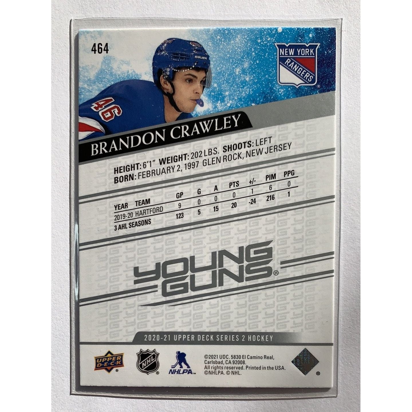 2020-21 Upper Deck Series 2 Brandon Crawley Young Guns | Local Legends Cards & Collectibles