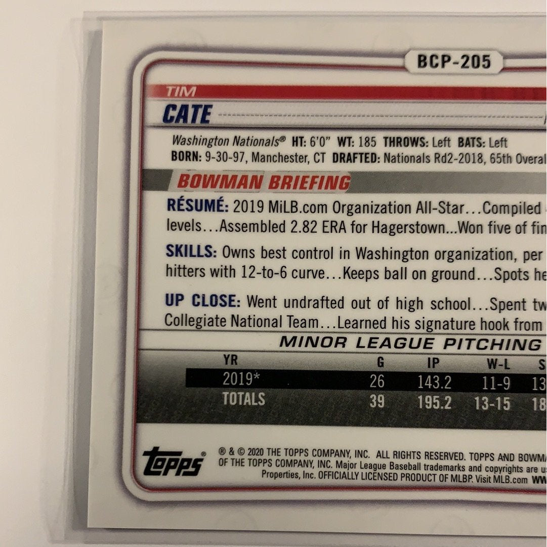 2020 Bowman Chrome Tim Cate Blue Mojo Refactor /150 | Local Legends Cards & Collectibles