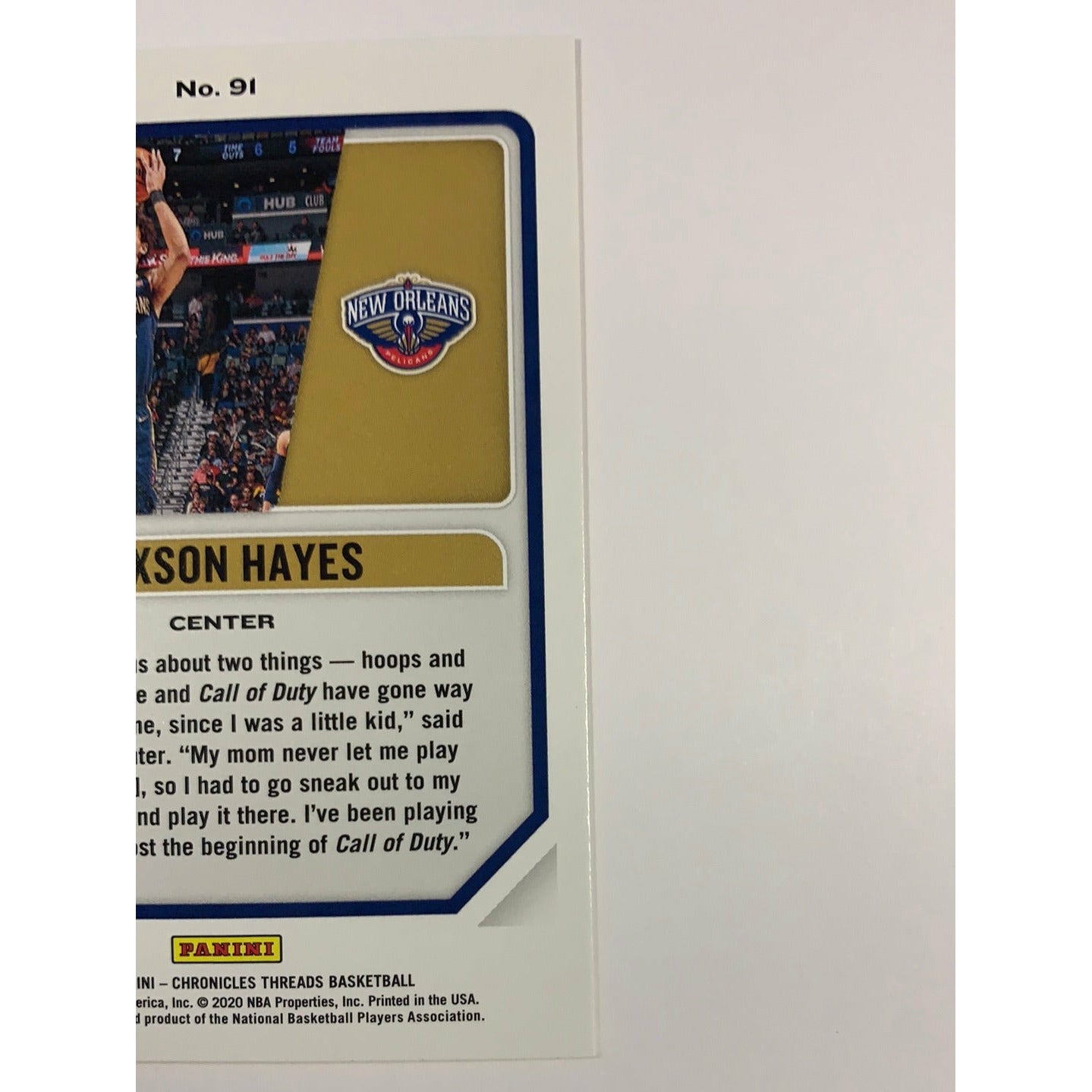 2019-20 Chronicles Threads Jaxson Hayes RC