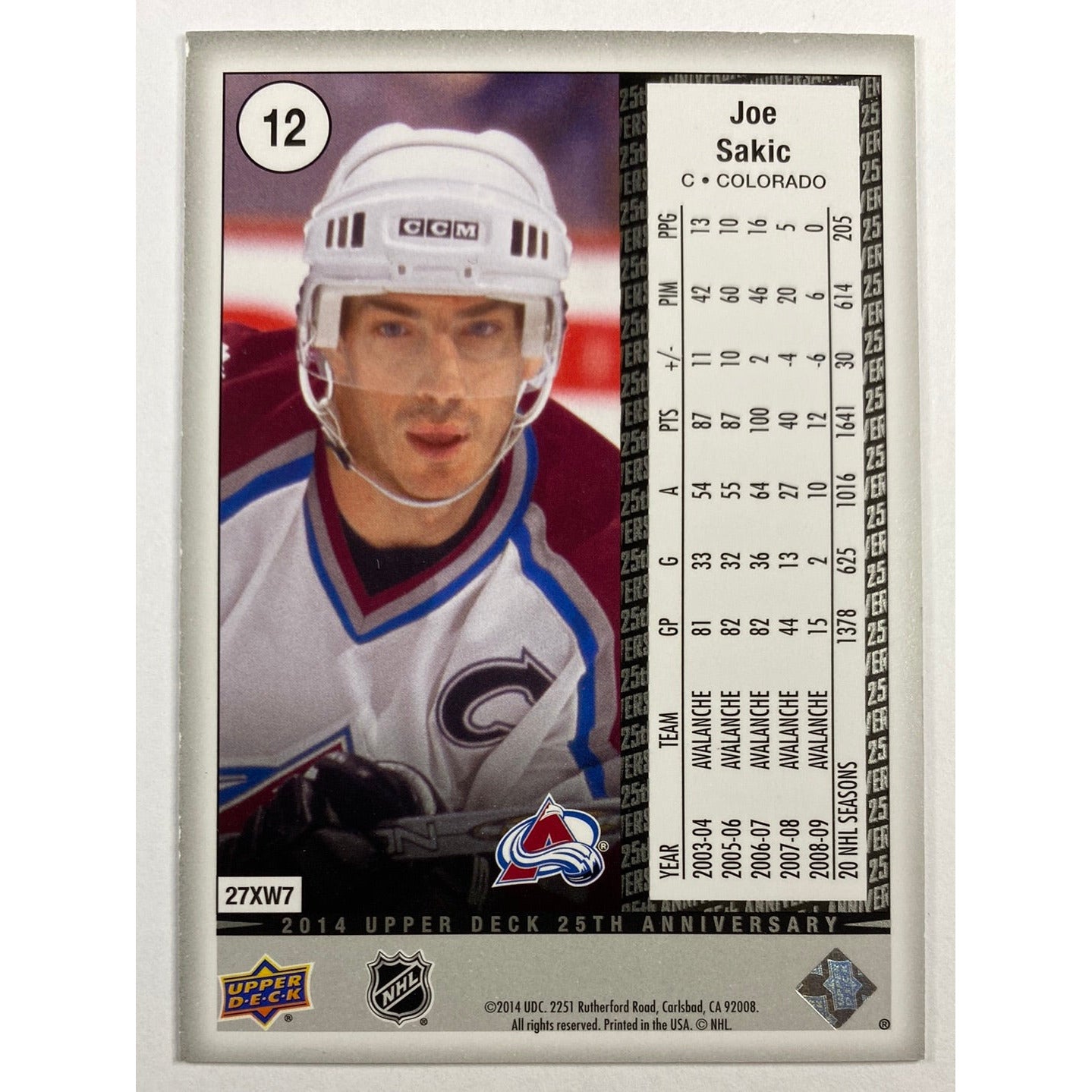 2014 Upper Deck 25th Anniversary Joe Sakic /250 | Local Legends Cards & Collectibles