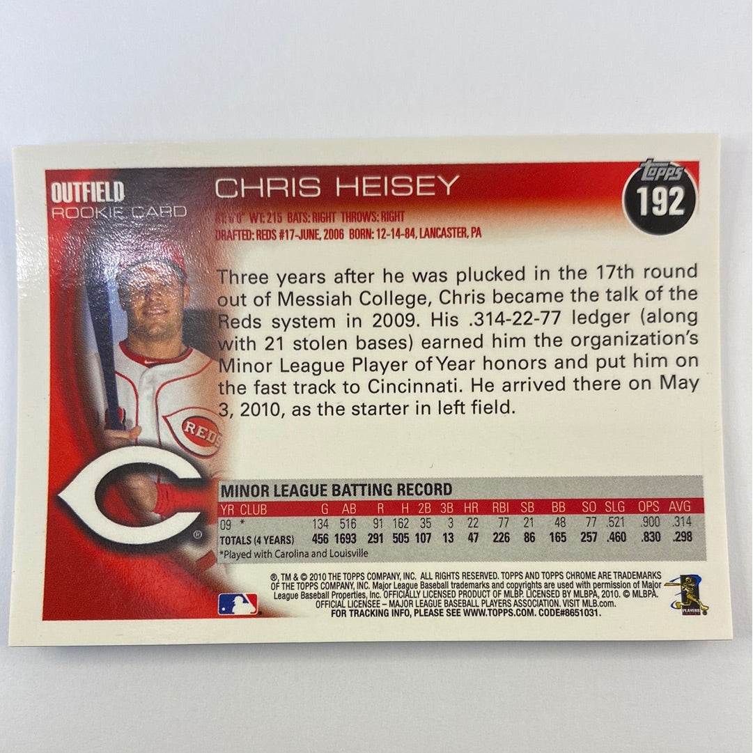 2010 Topps Chrome Chris Heisey RC Auto | Local Legends Cards & Collectibles