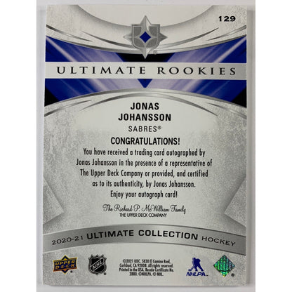2020-21 Ultimate Collection Jonas Johansson Ultimate Rookies Auto /299