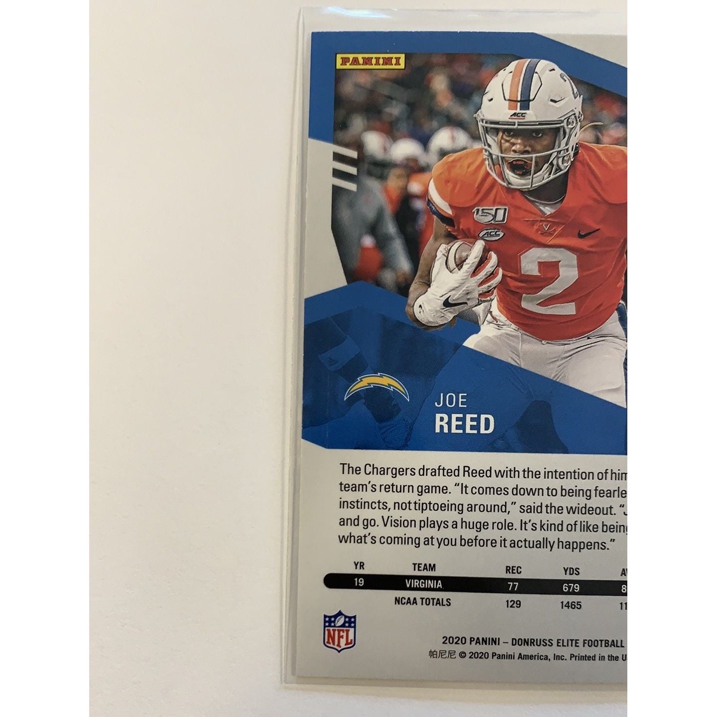 2020 Donruss Elite Joe Reed RC Pink Parallel | Local Legends Cards & Collectibles